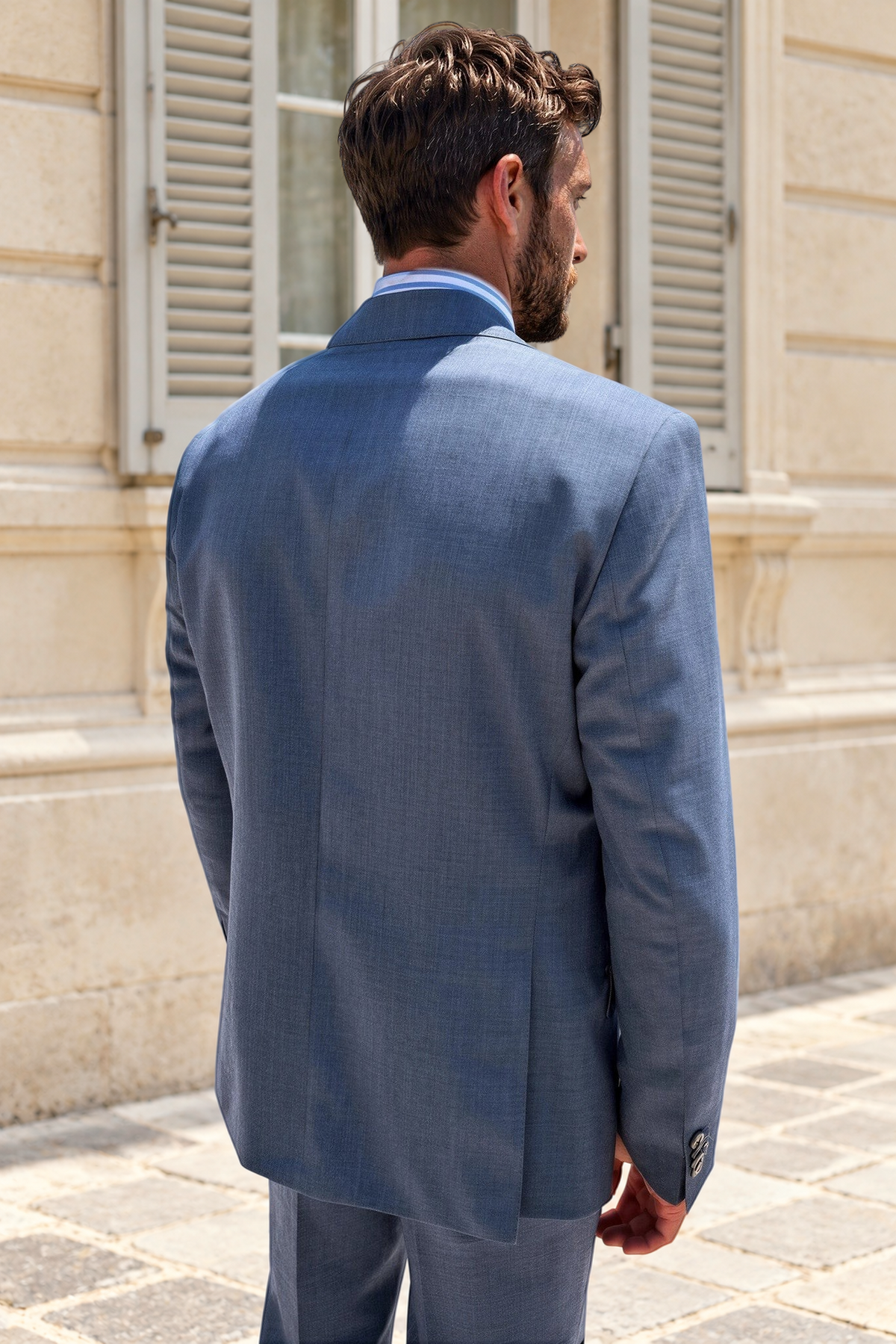 Costume Goal en laine Super 120'S - Bleu gris-COSTUME HOMME-Curling-Paris