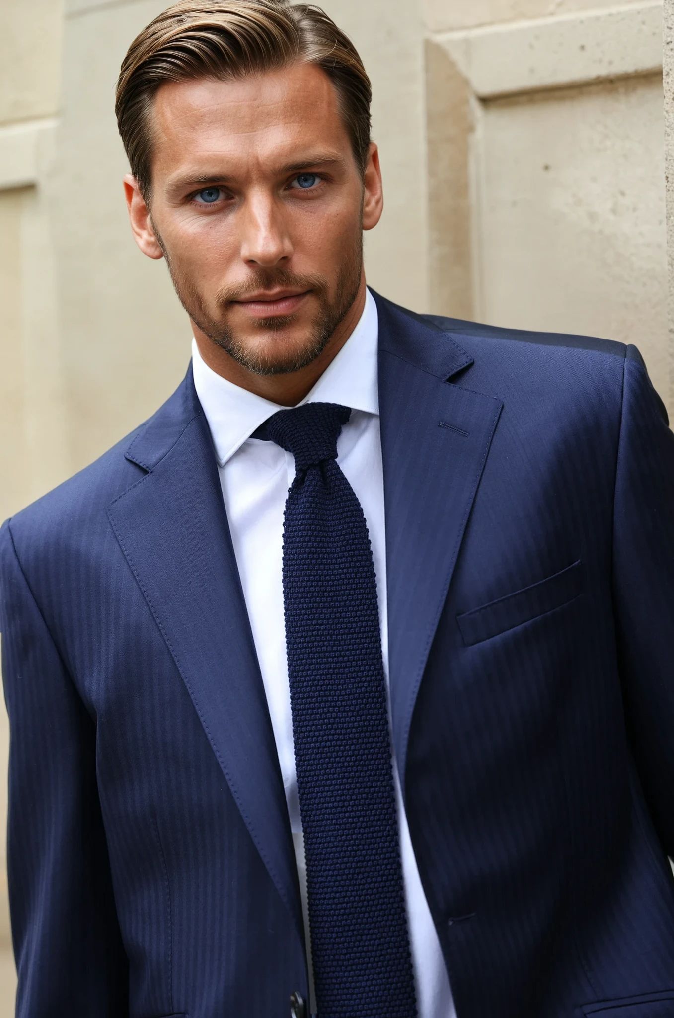 Costume Goal en laine vierge Super 110 - Chevron Marine-COSTUME HOMME-Curling-Paris