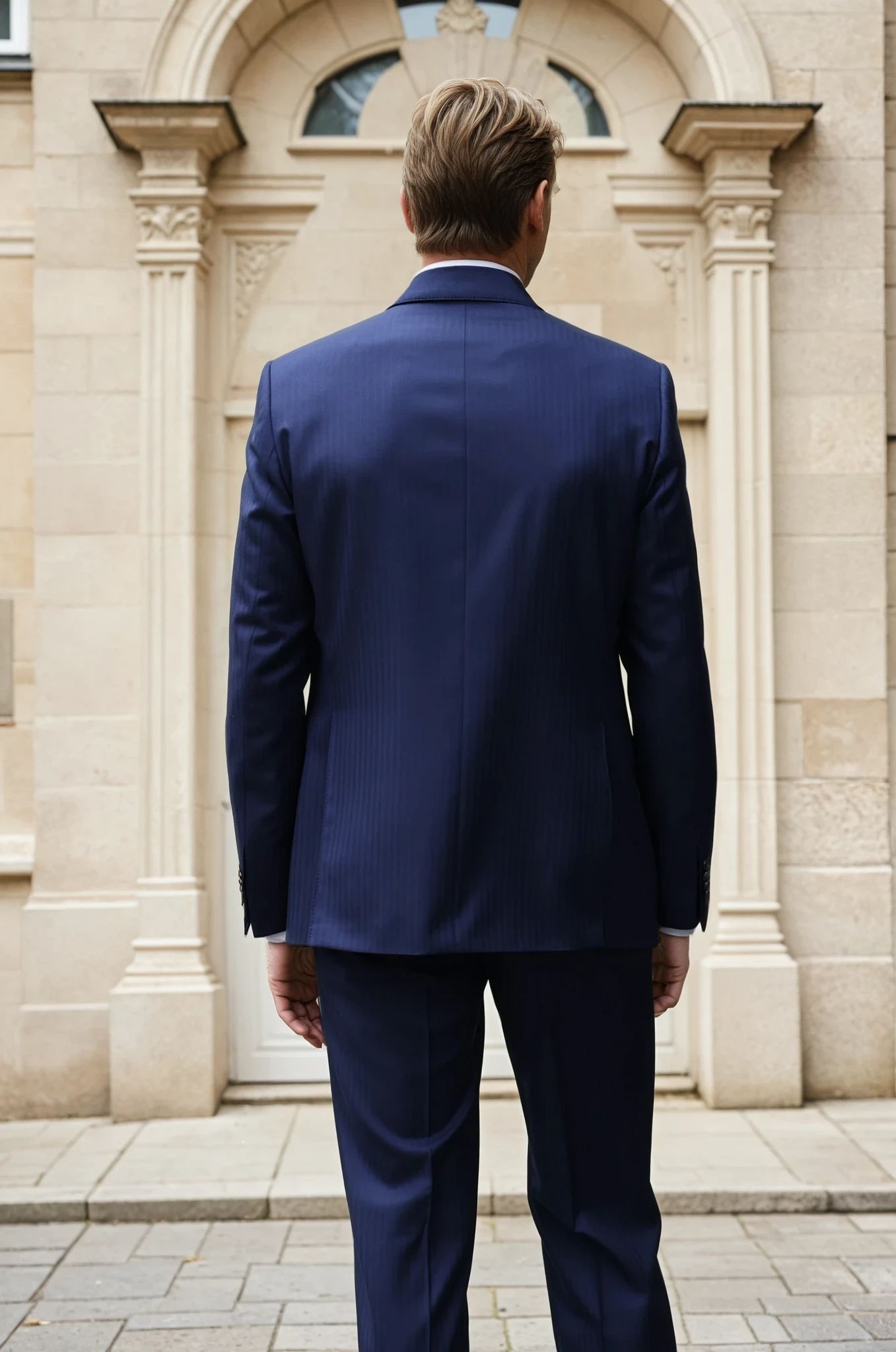 Costume Goal en laine vierge Super 110'S - Chevron Marine-COSTUME HOMME-Curling-Paris