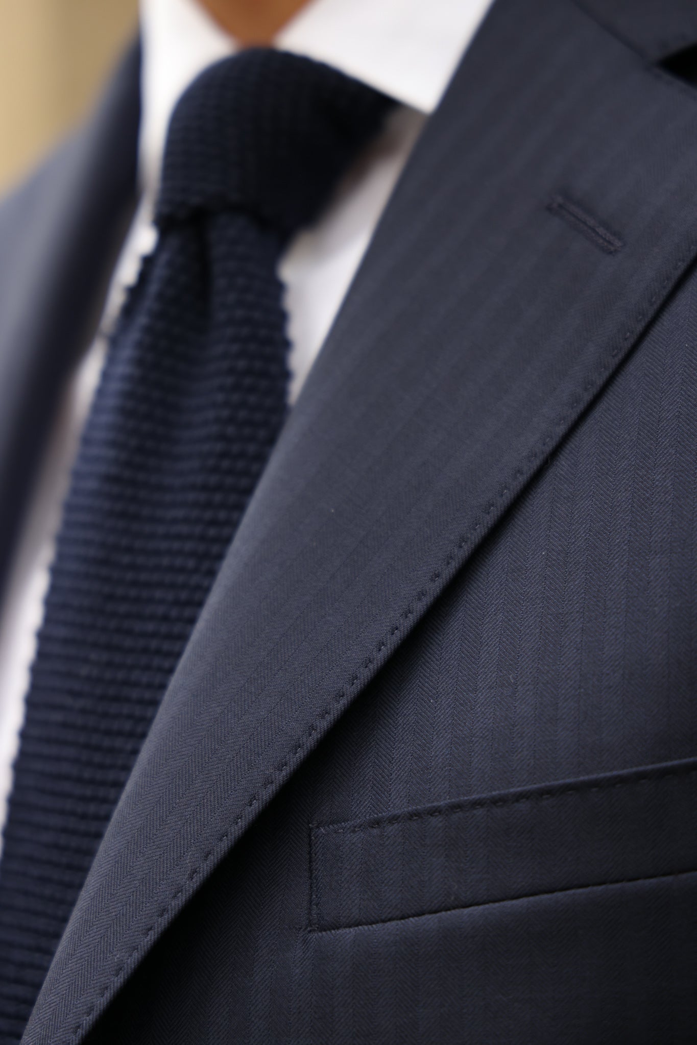 Costume Goal en laine vierge Super 110'S - Chevron Marine-COSTUME HOMME-Curling-Paris