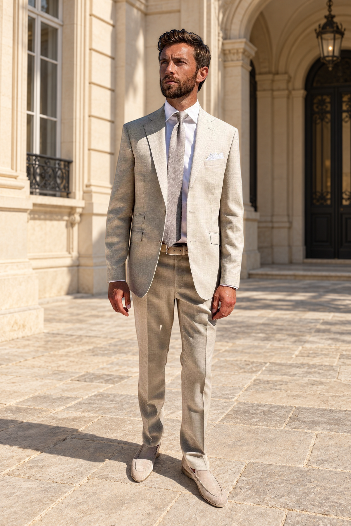Costume Goal pure laine tropicale - Beige-COSTUME HOMME-Curling-Paris