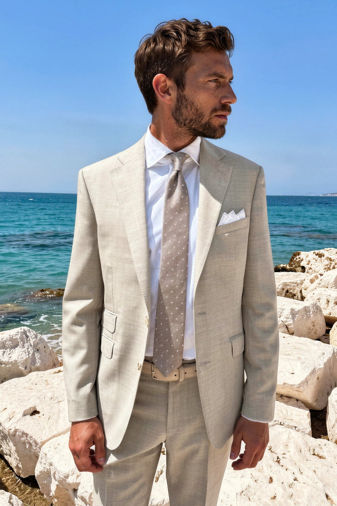 Costume Goal pure laine tropicale - Beige-COSTUME HOMME-Curling-Paris