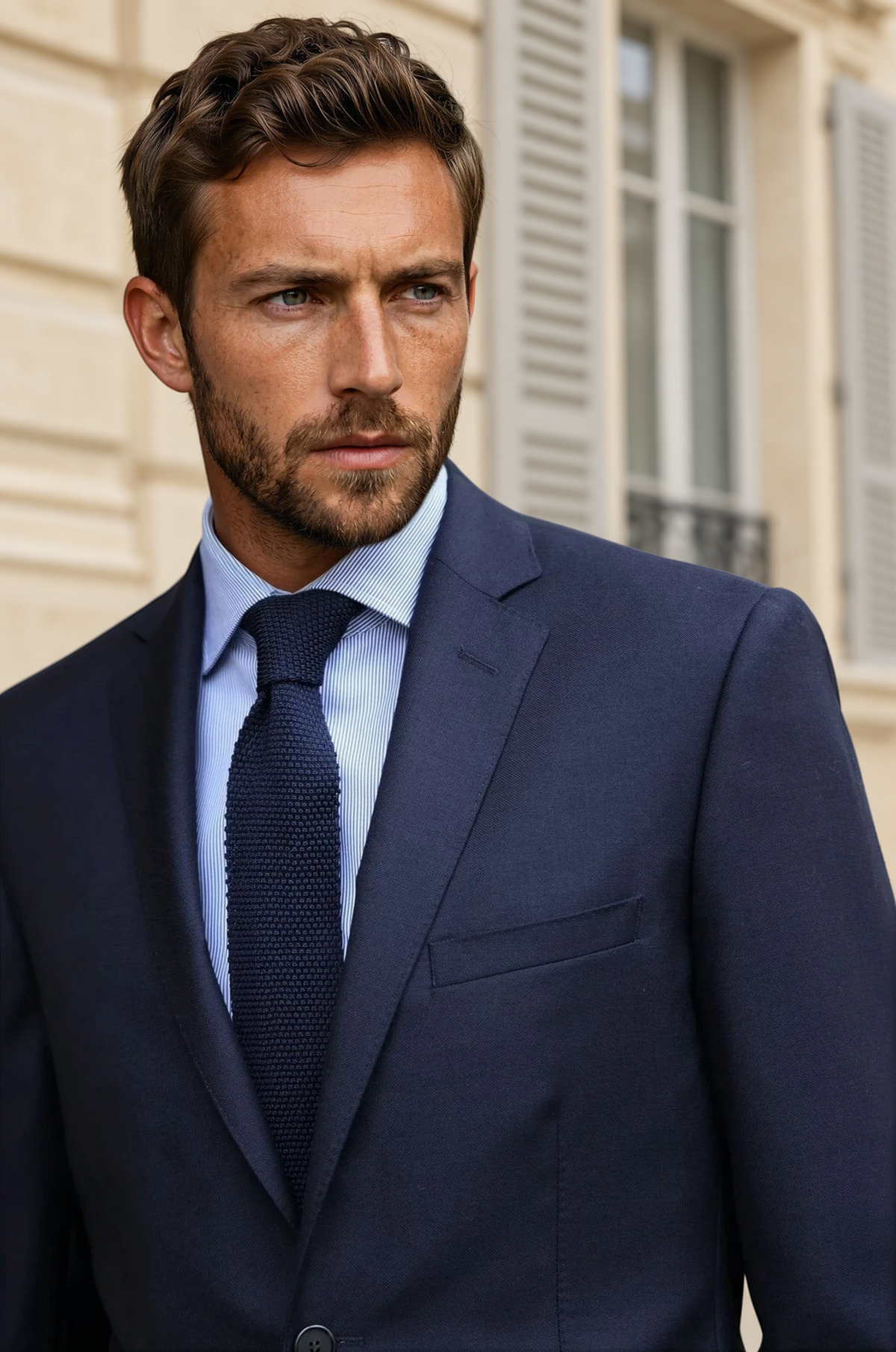 Costume Steven 100% laine vierge - Natté marine-COSTUME HOMME-Curling-Paris