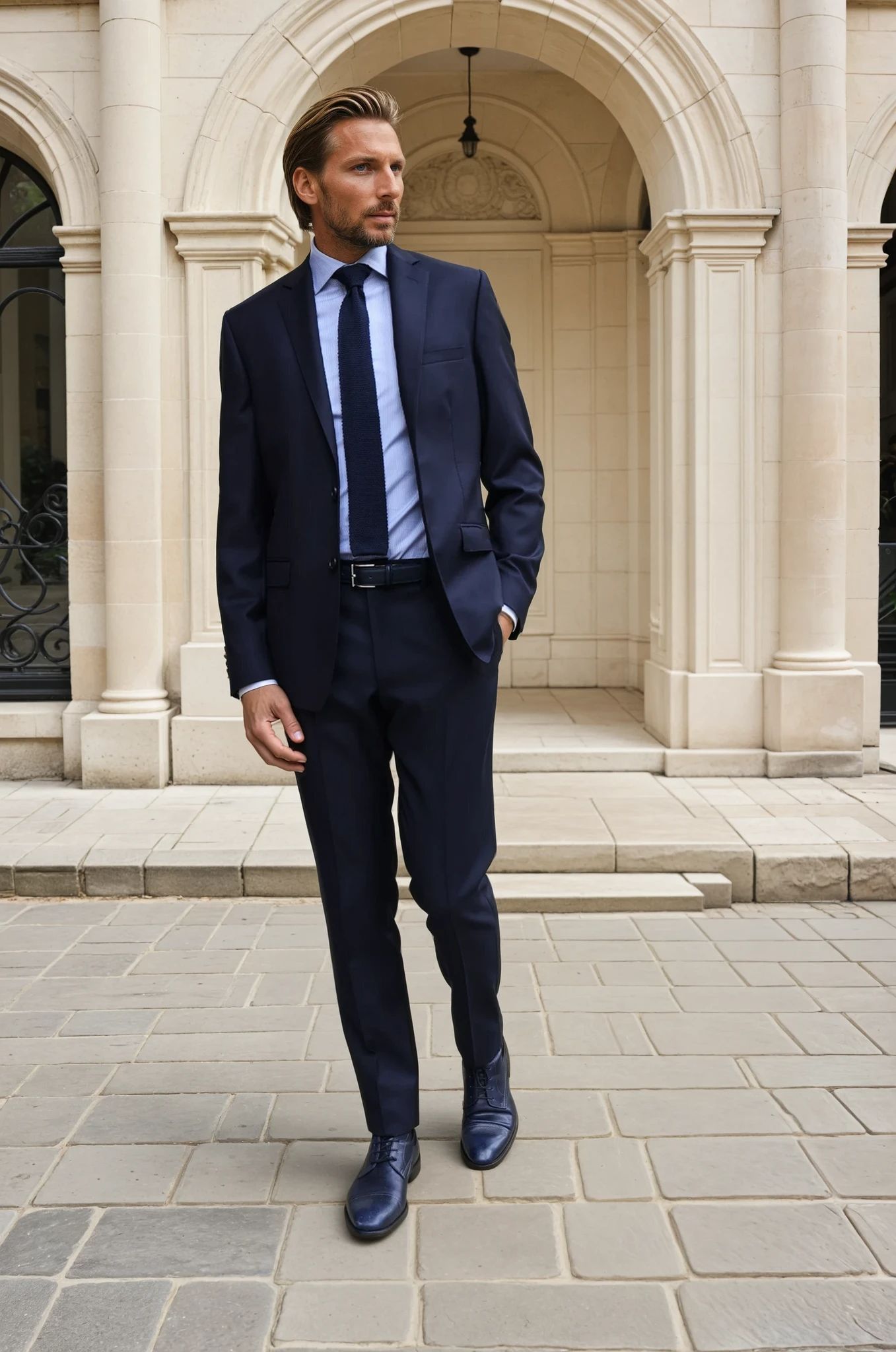 Costume Steven 100% laine vierge - Natté marine-COSTUME HOMME-Curling-Paris