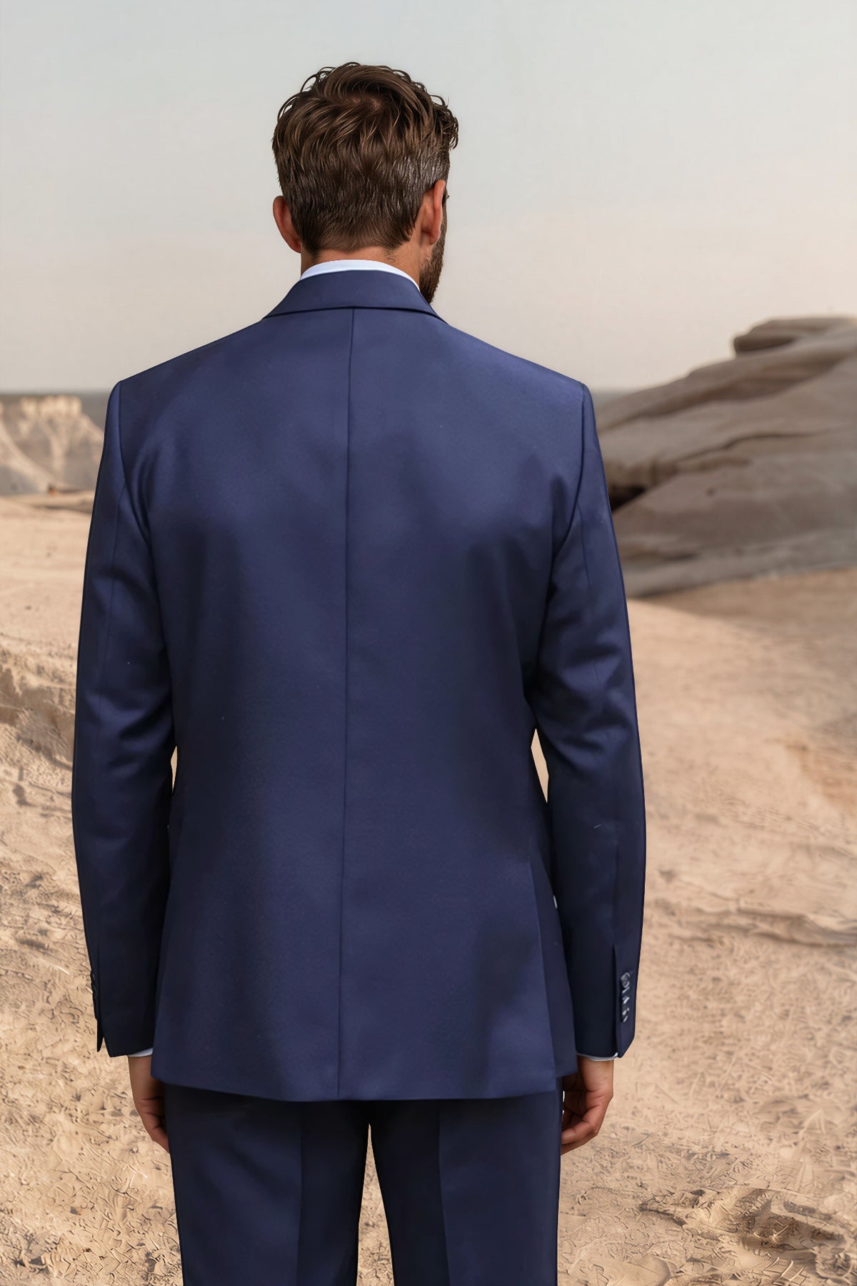 Costume Steven 100% laine vierge - Natté marine-COSTUME HOMME-Curling-Paris