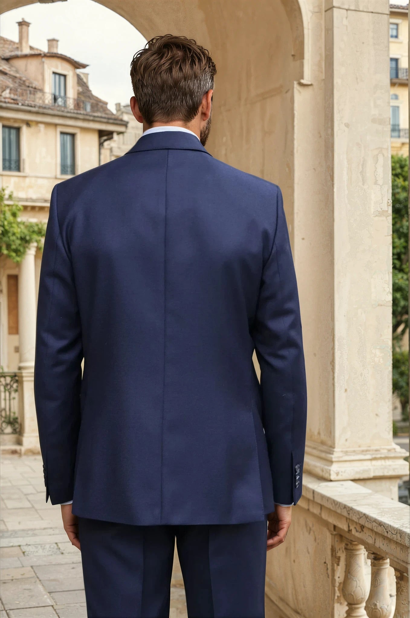 Costume Steven 100% laine vierge - Natté marine-COSTUME HOMME-Curling-Paris
