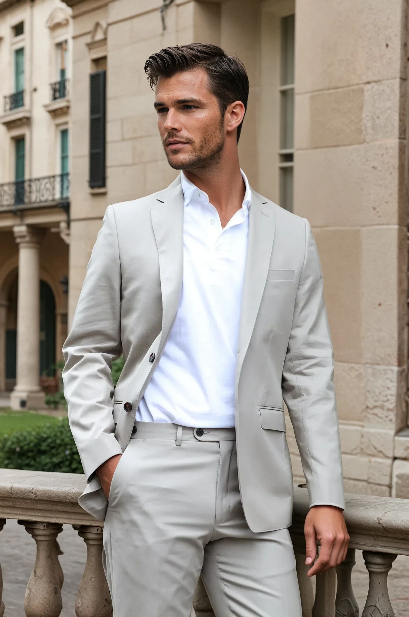 Costume Steven en coton E.Thomas - Beige-COSTUME HOMME-Curling-Paris