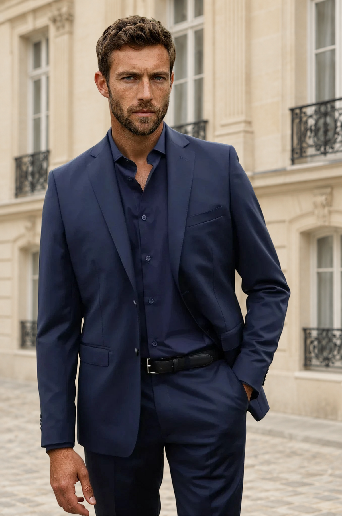 Costume Steven en laine Super 110's - Marine-COSTUME HOMME-Curling-Paris