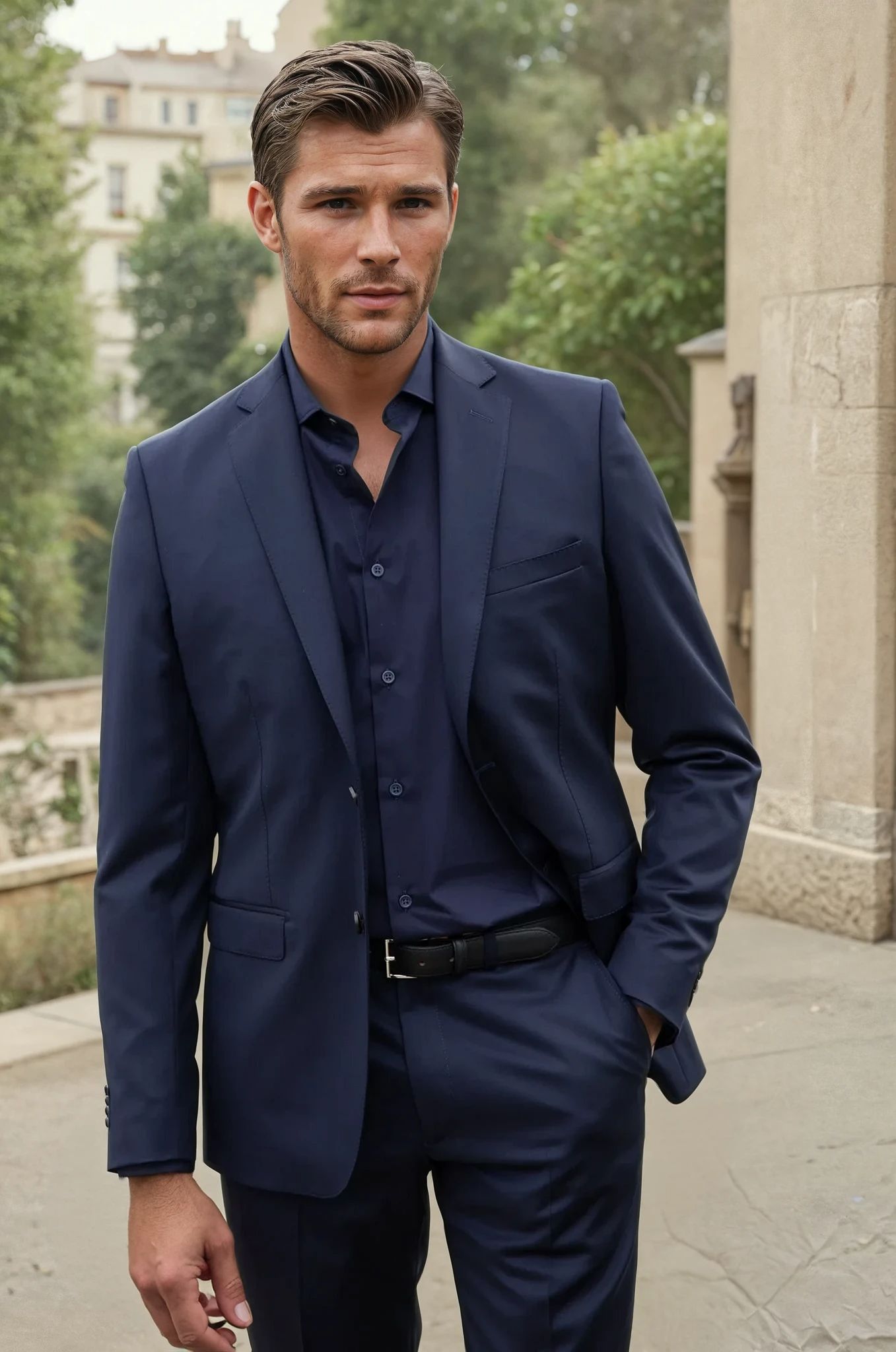 Costume Steven en laine Super 110's - Marine-COSTUME HOMME-Curling-Paris