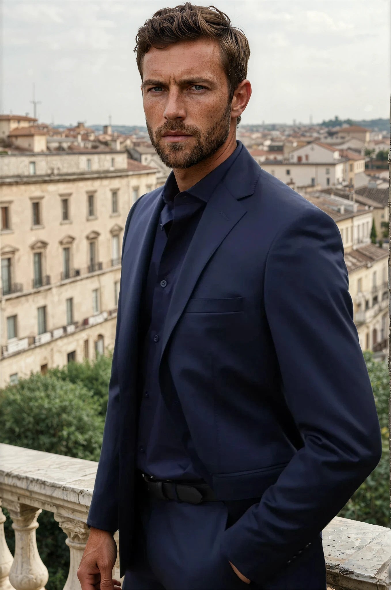 Costume Steven en laine Super 110's - Marine-COSTUME HOMME-Curling-Paris