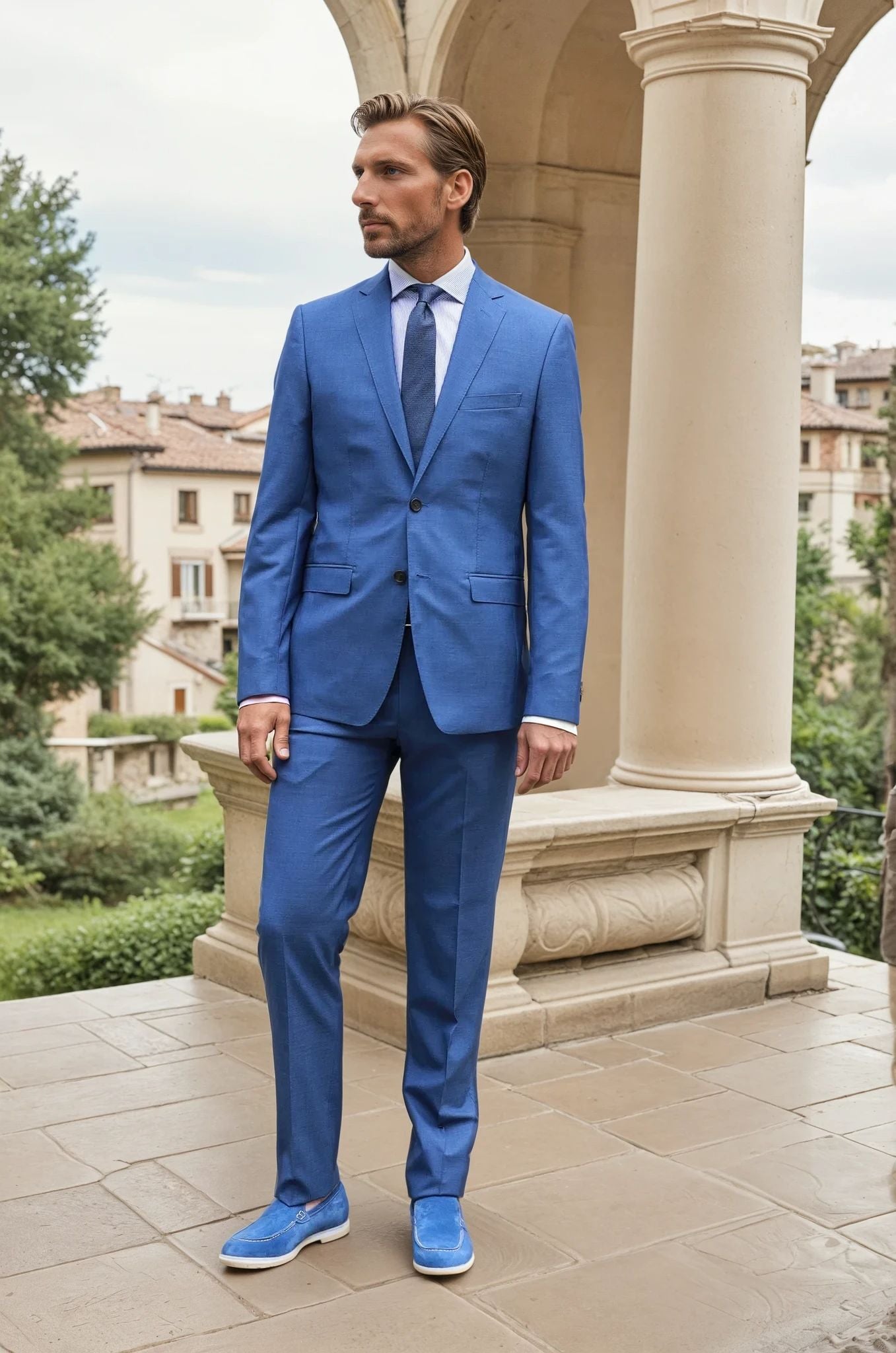 Costume Steven en laine super 120'S - Bleu Jeans-COSTUME HOMME-Curling-Paris