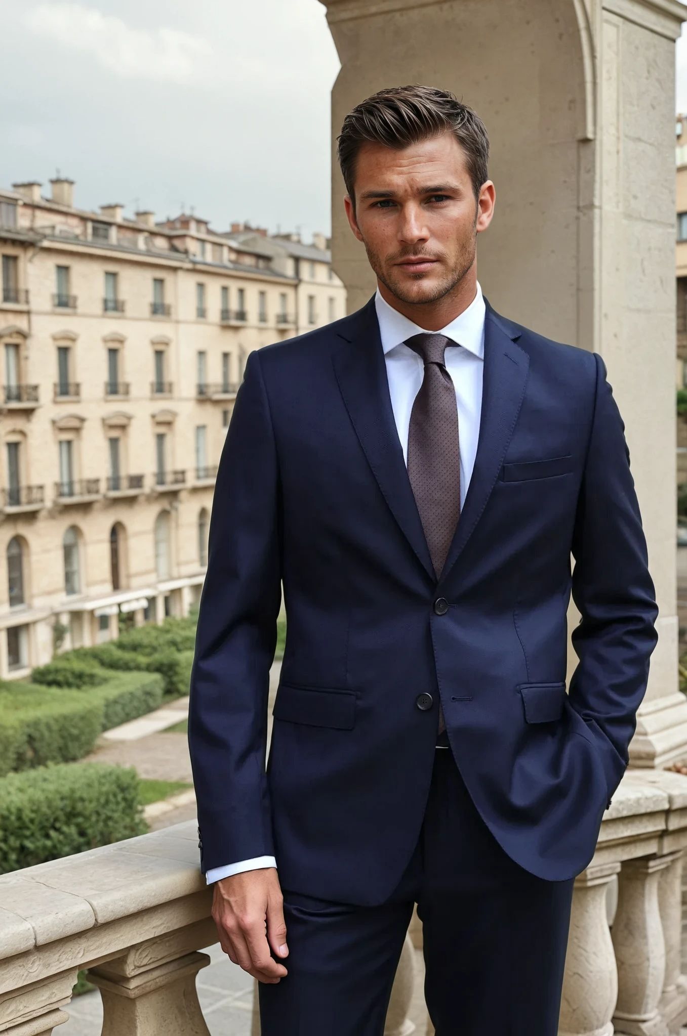 Costume Steven en laine vierge - nid d'abeille marine-COSTUME HOMME-Curling-Paris