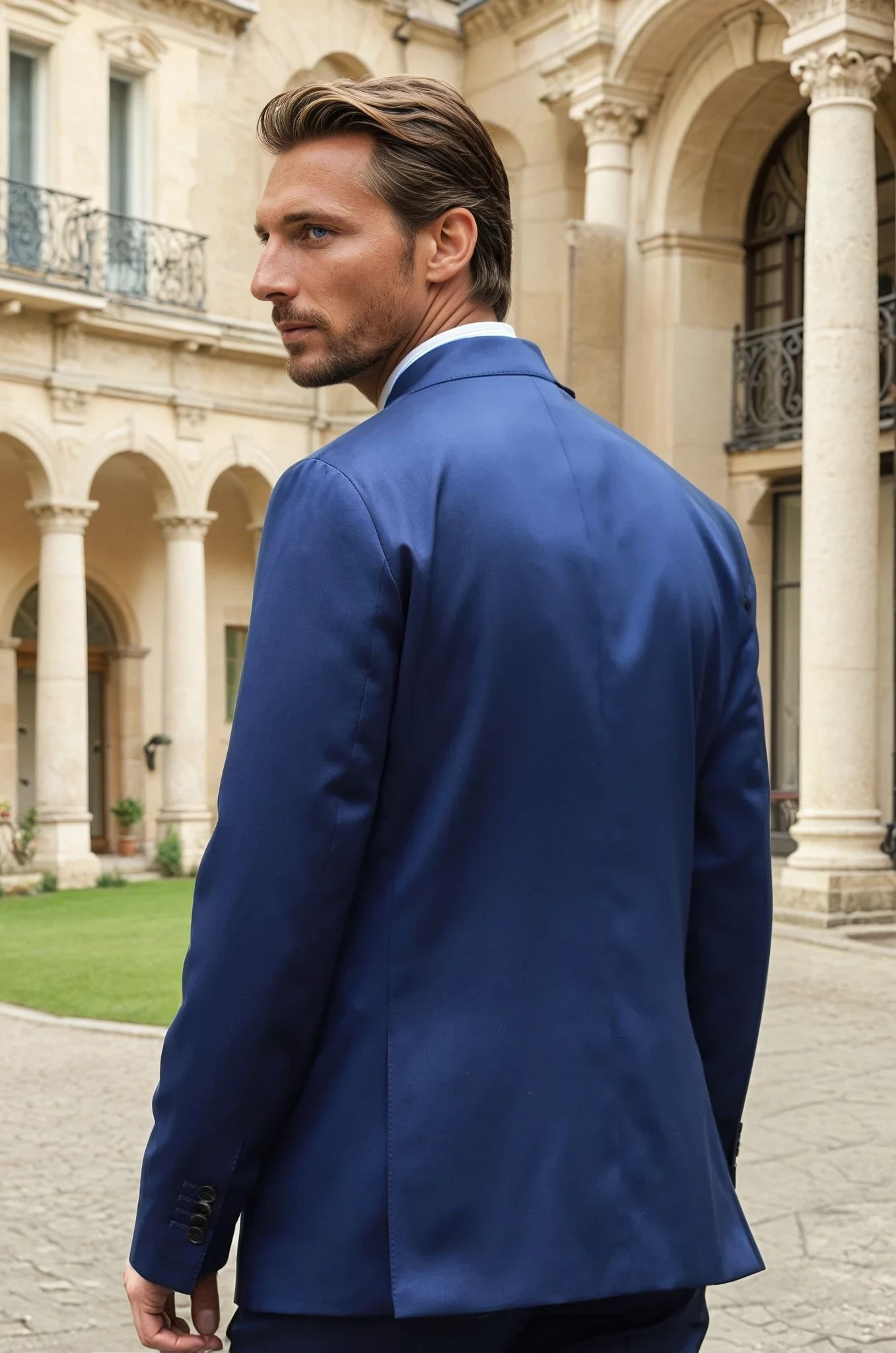 Costume croisé Léonard en laine super 110'S - Bleu-COSTUME HOMME-Curling-Paris