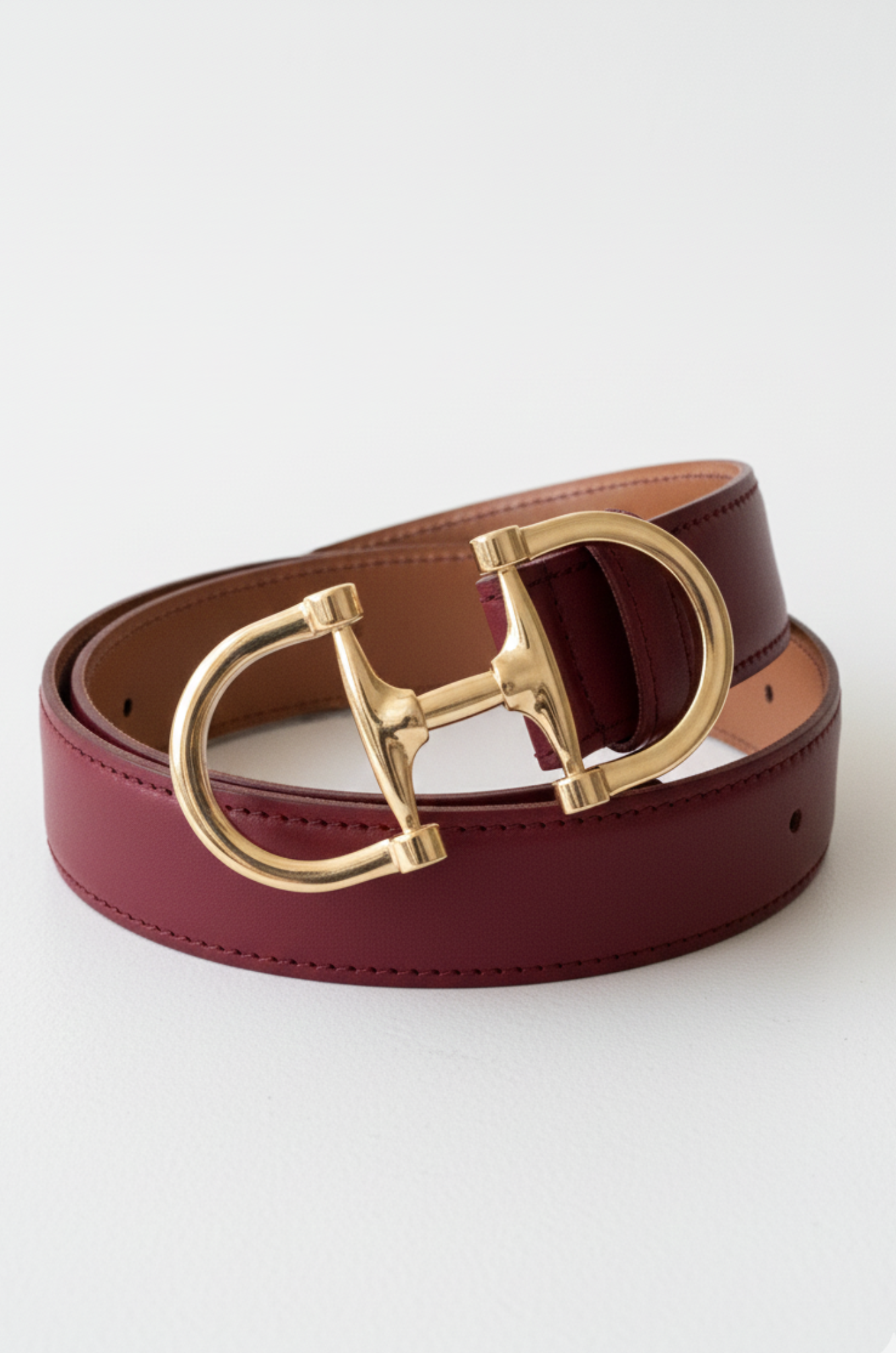Ceinture Ambre en cuir lisse - Bordeaux