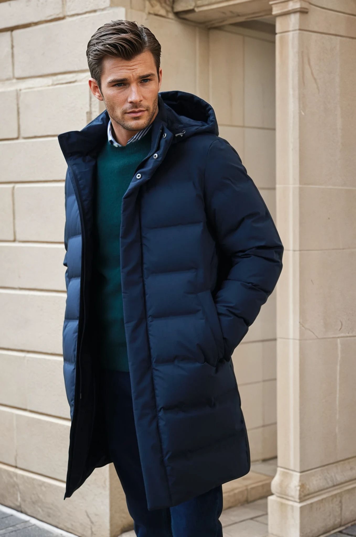 Doudoune longue Matteo - Marine-MANTEAU HOMME-Curling-Paris