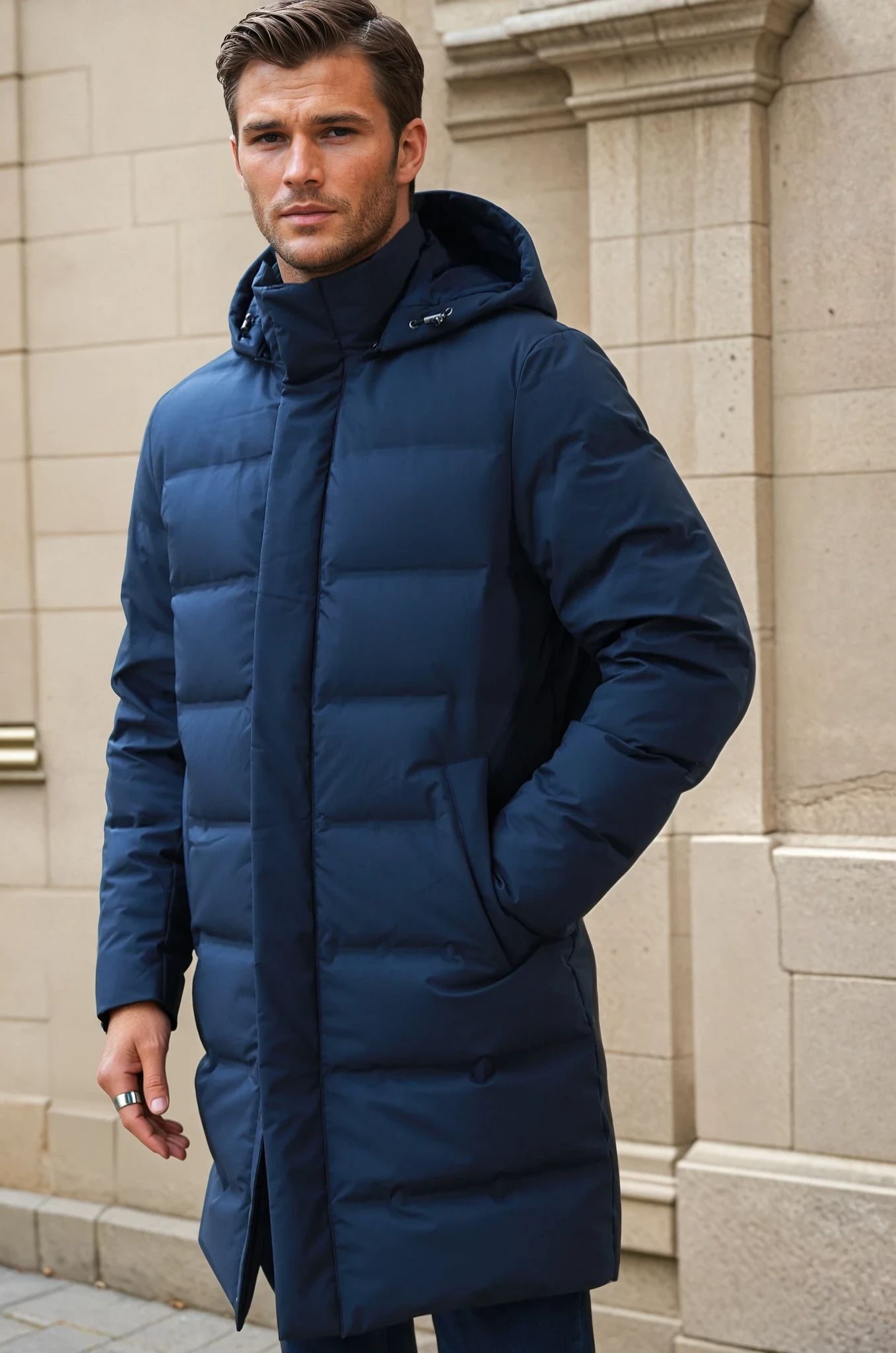 Doudoune longue Matteo - Marine-MANTEAU HOMME-Curling-Paris