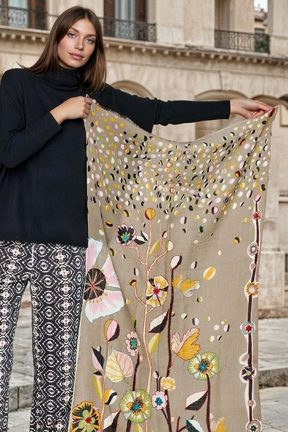 Echarpe Aloise en laine - Taupe-ECHARPES FEMME-Curling-Paris