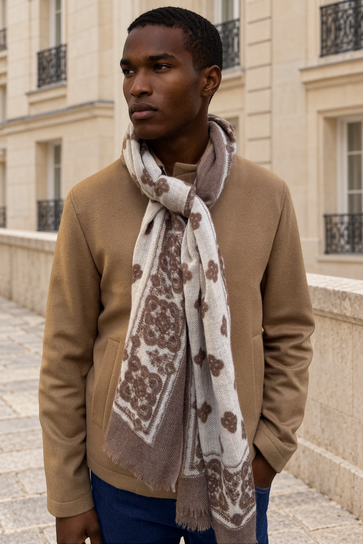 Étole Gaspard en laine & cachemire – Miel-ECHARPES HOMME-Curling-Paris