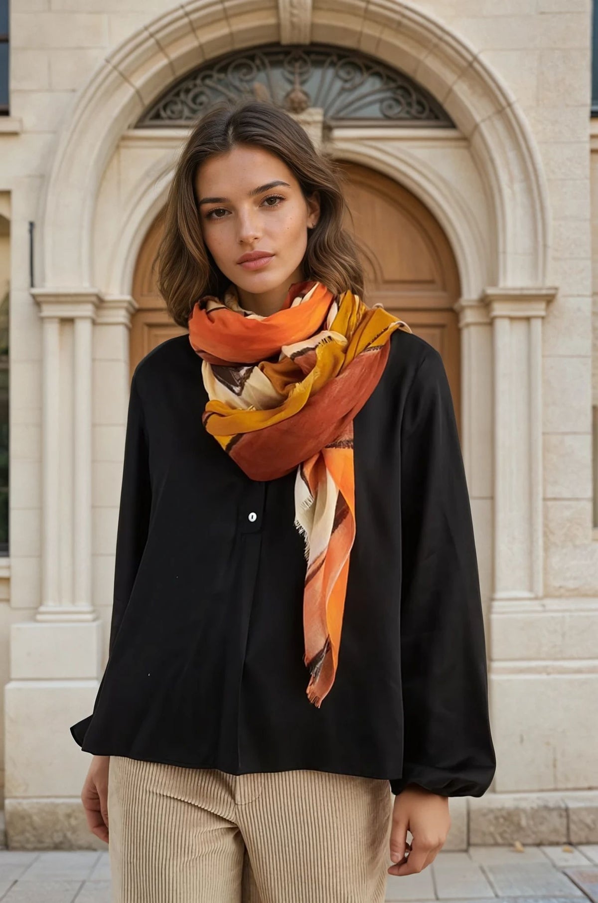 Étole HOSS INTROPIA Neuve Avec étiquettes - Couleur Lilas/beige/noisette