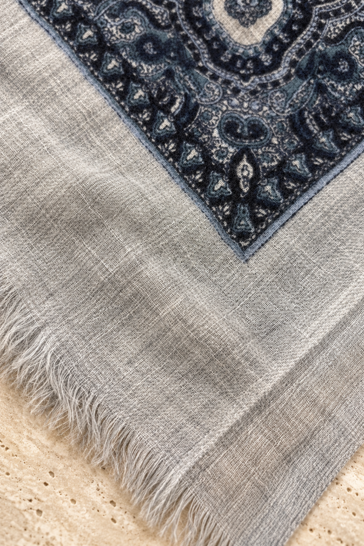 Étole Louis en laine à motifs cachemire – Jeans et gris-ETOLE-Curling-Paris