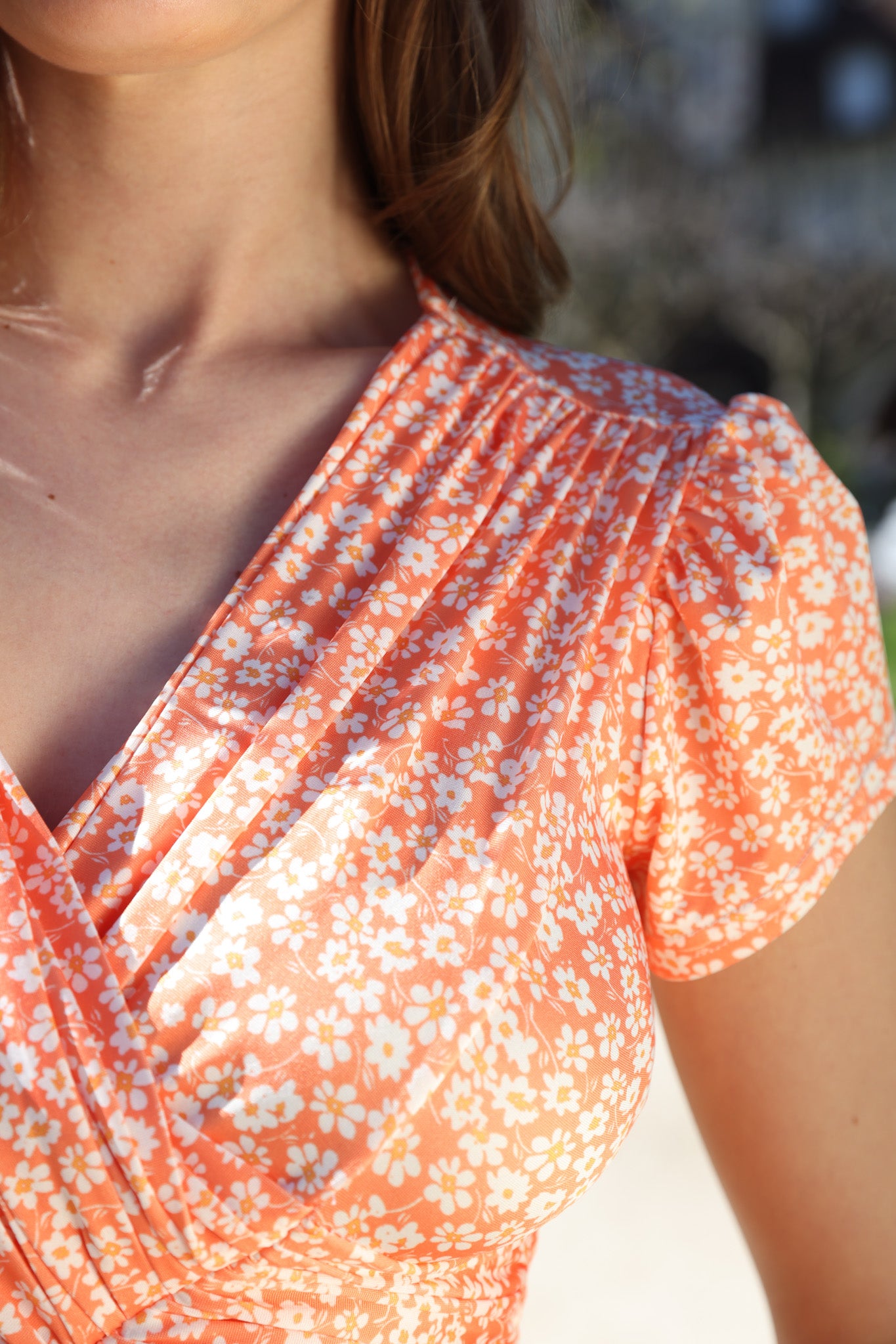 Robe Vogue infroissable - Fleurs Orange