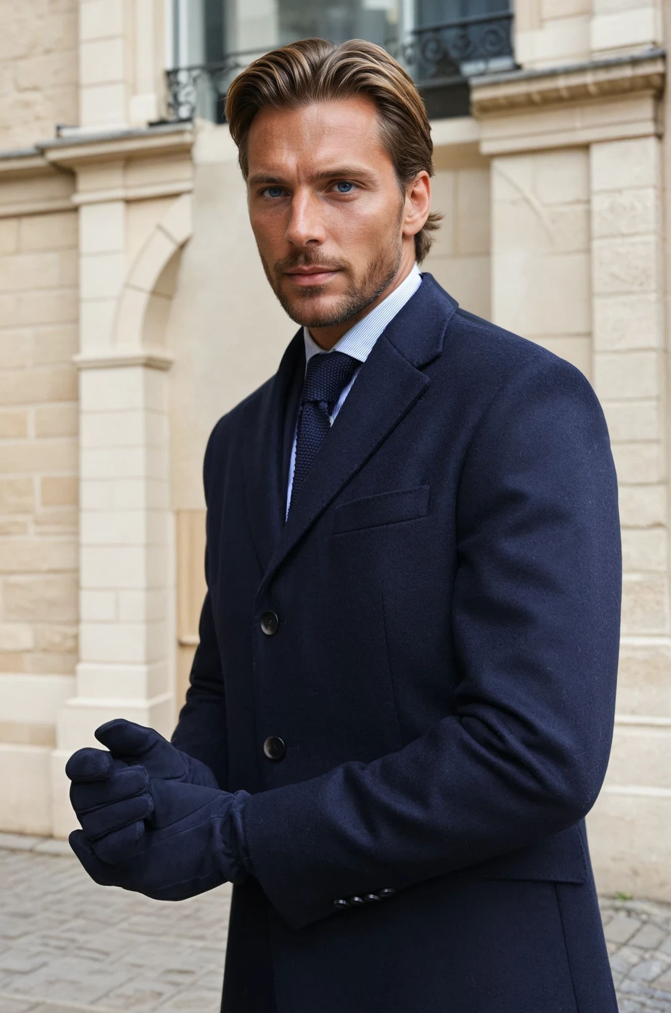 Gants Evan en cuir d'agneau suède et intérieur cachemire - Marine-GANTS HOMME-Curling-Paris