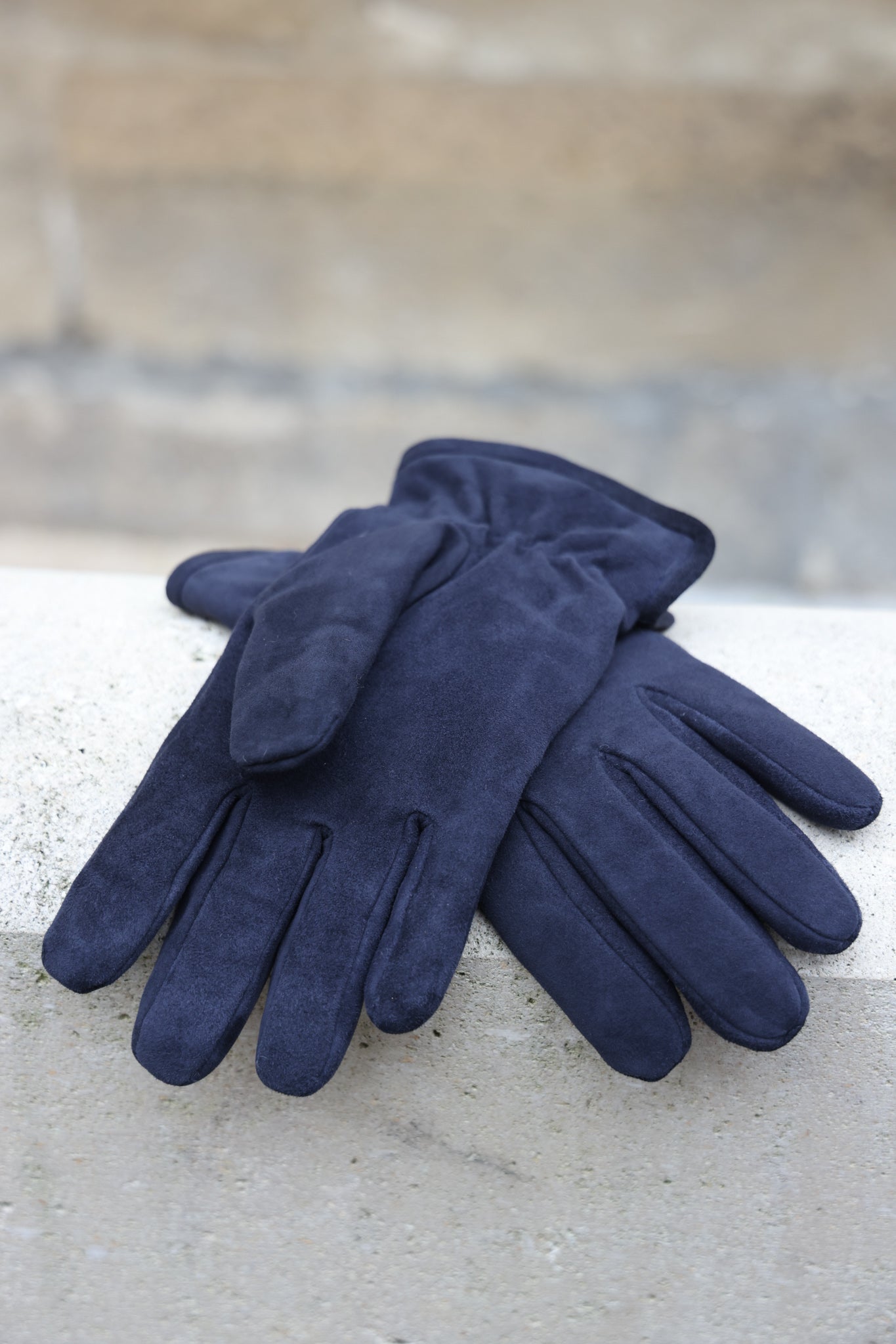 Gants Evan en cuir d'agneau suède et intérieur cachemire - Marine-GANTS HOMME-Curling-Paris