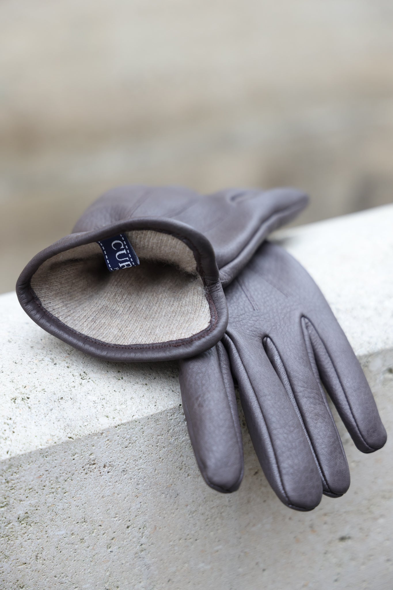 Gants Luc en cuir de cerf et intérieur cachemire - Marron glacé-GANTS HOMME-Curling-Paris