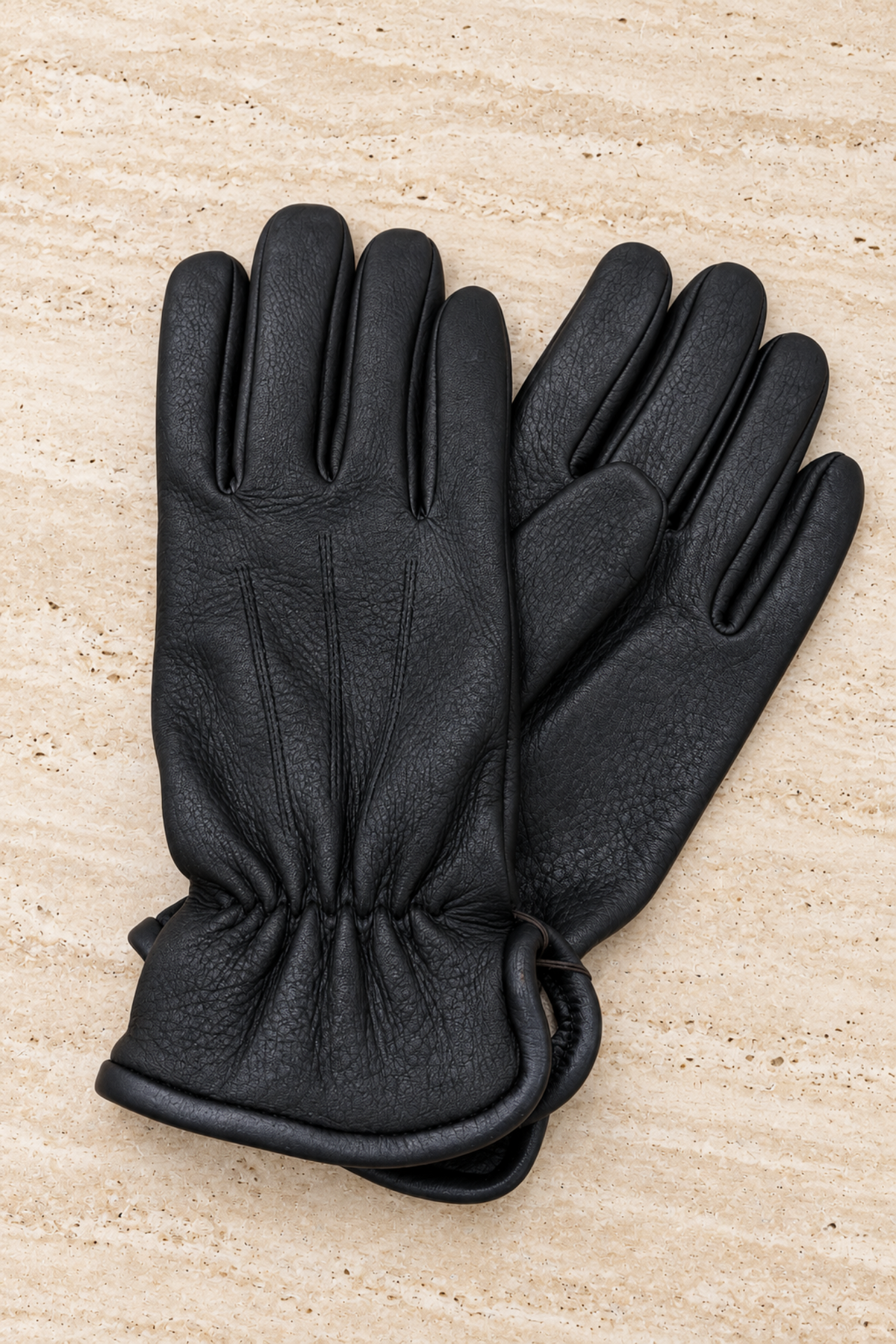 Gants Luc en cuir de cerf et intérieur cachemire – Noir-GANTS-Curling-Paris