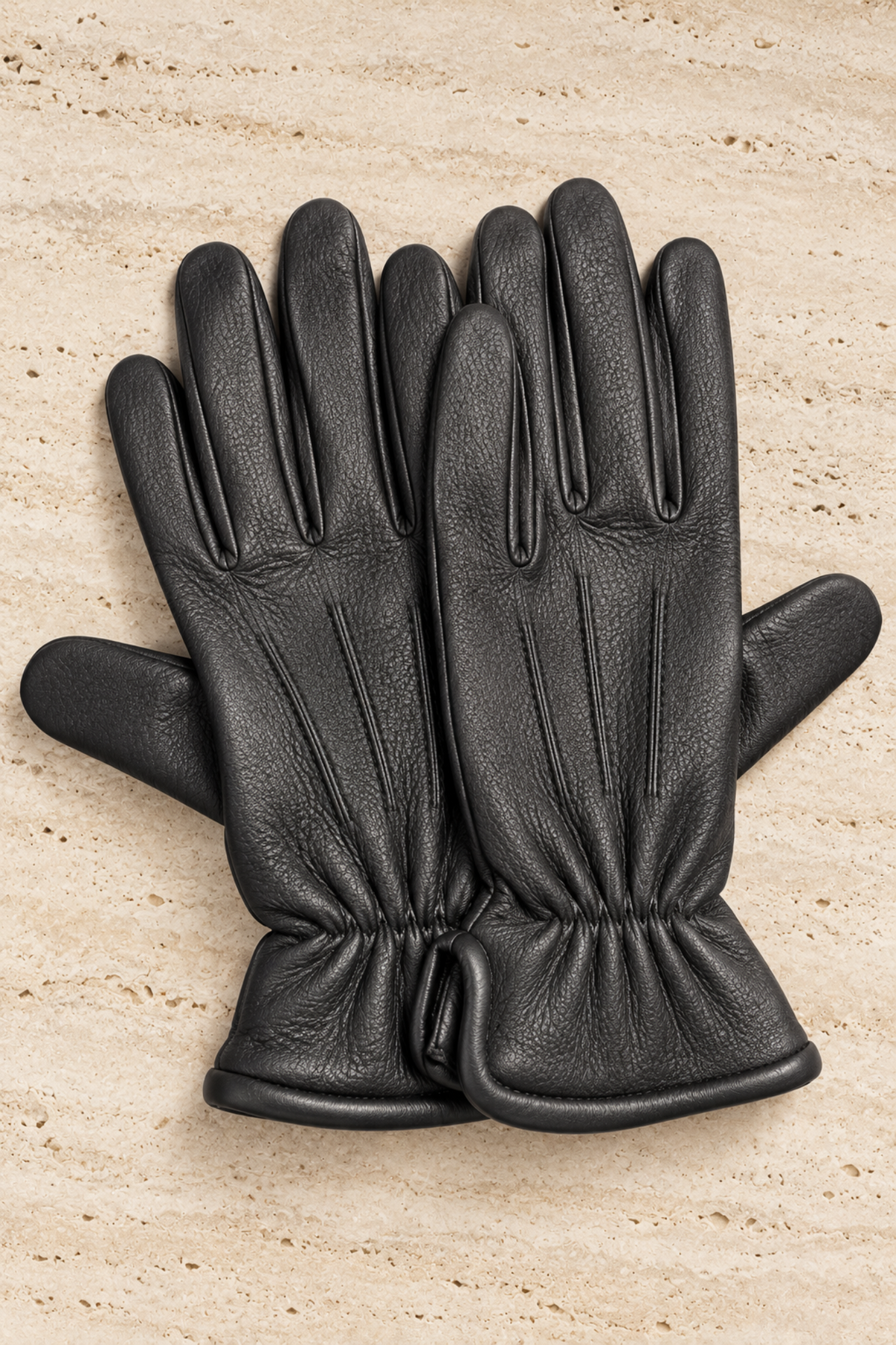 Gants Luc en cuir de cerf et intérieur cachemire – Noir-GANTS HOMME-Curling-Paris
