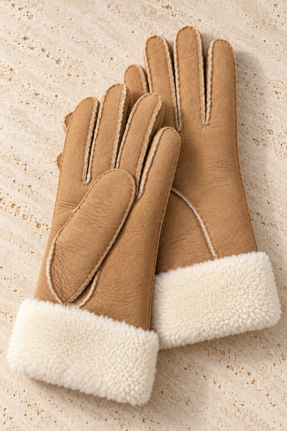 Gants Luce en cuir d'agneau retourné - Camel-GANTS FEMME-Curling-Paris