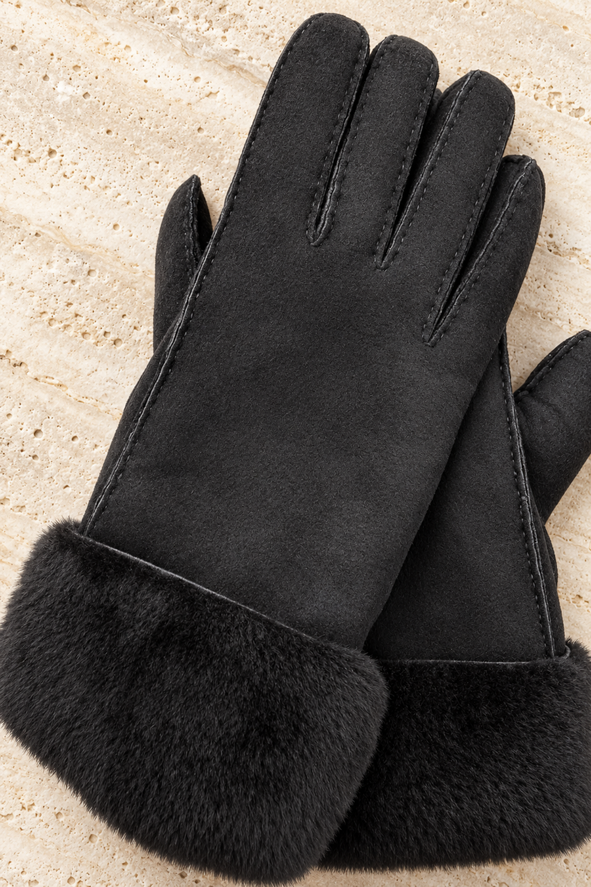Gants Luce en cuir d’agneau retourné – Noir-GANTS FEMME-Curling-Paris