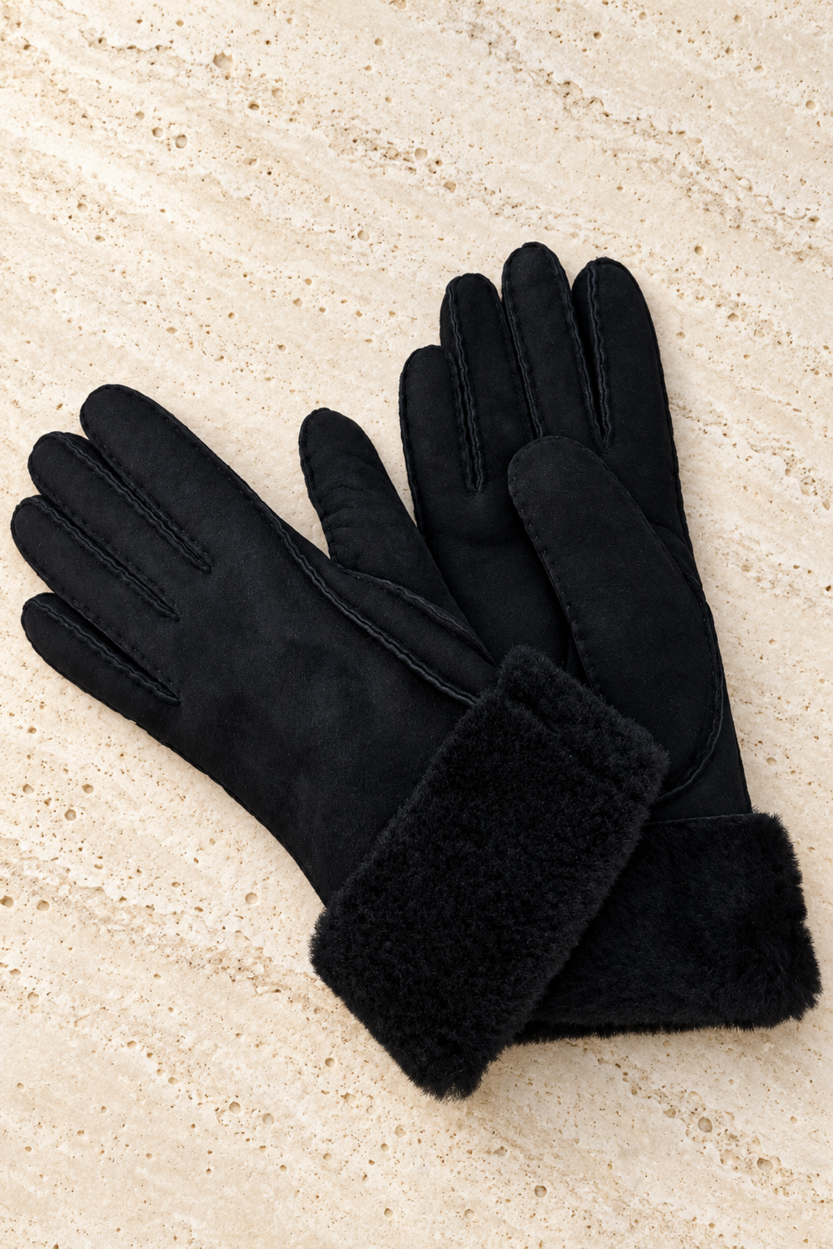 Gants Luce en cuir d’agneau retourné – Noir-GANTS FEMME-Curling-Paris