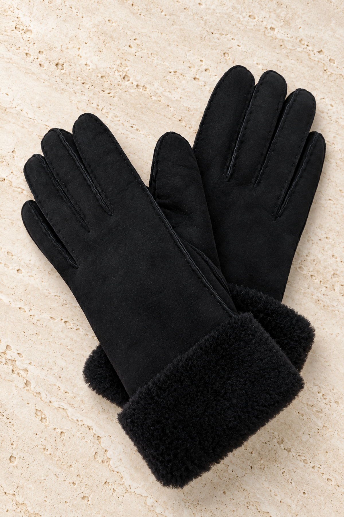 Gants Luce en cuir d’agneau retourné – Noir-GANTS FEMME-Curling-Paris