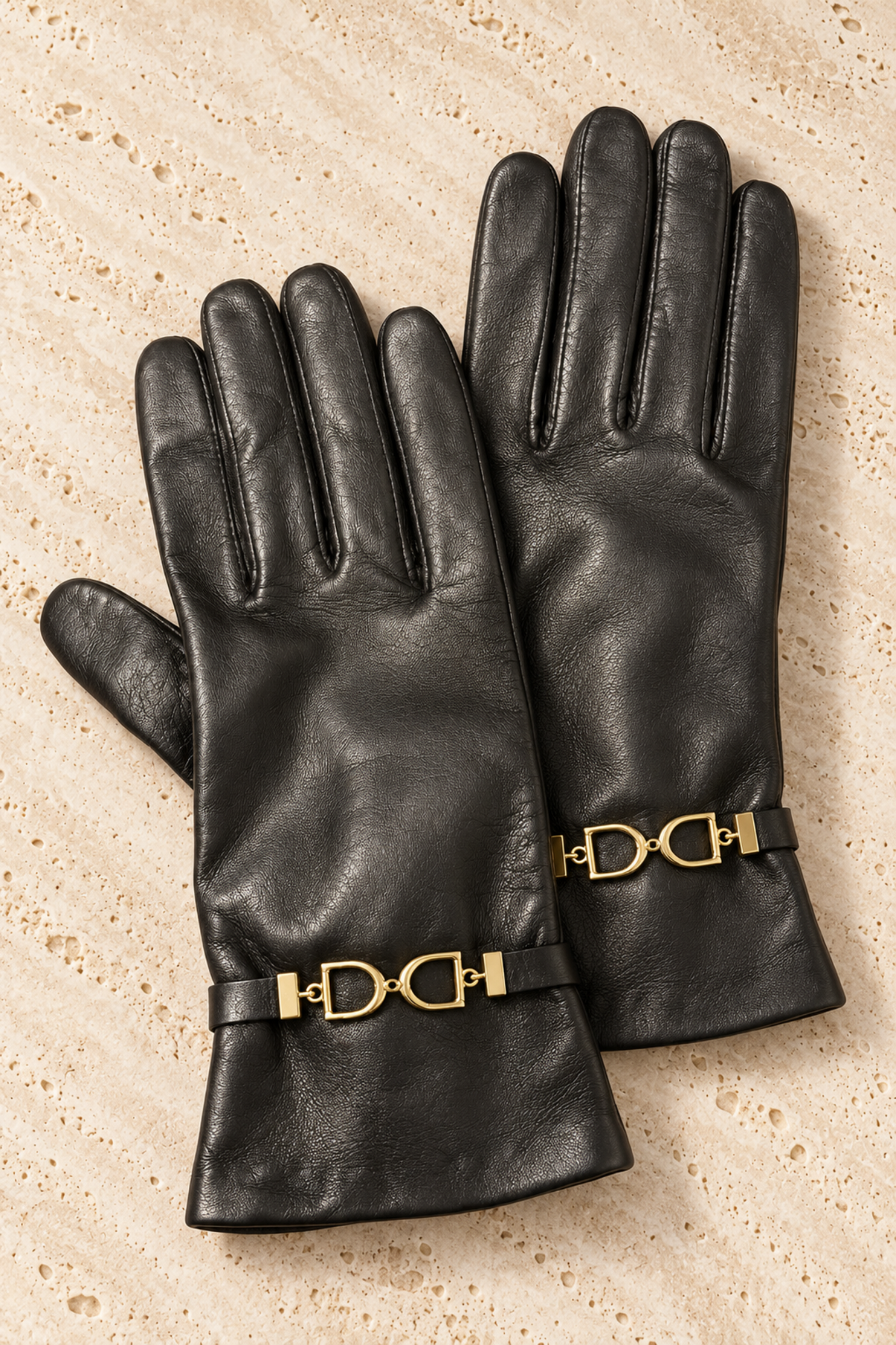 Gants Marcelle en cuir d'agneau et intérieur soie - Noir-GANTS FEMME-Curling-Paris