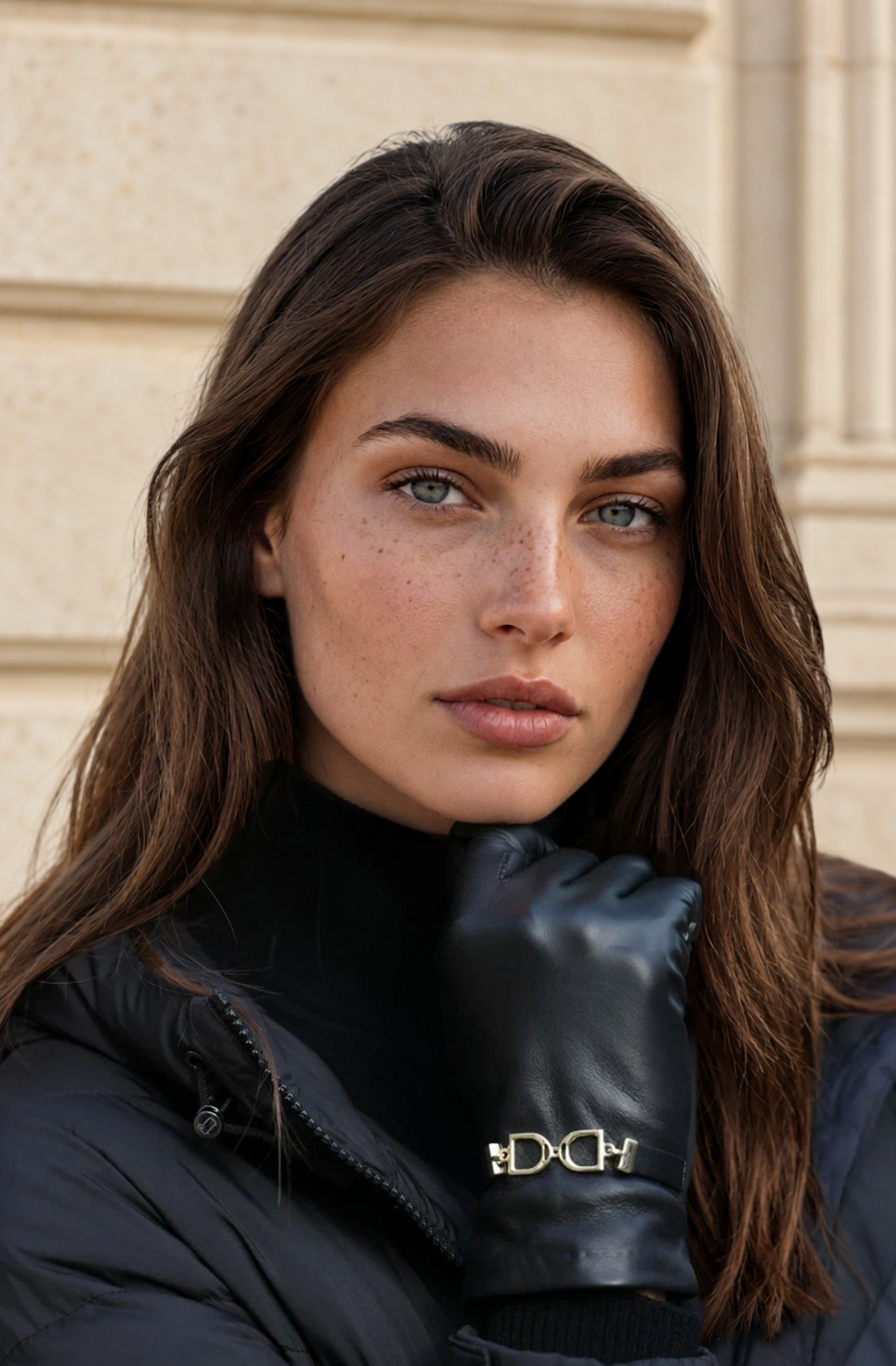 Gants Marcelle en cuir d'agneau et intérieur soie - Noir-GANTS FEMME-Curling-Paris