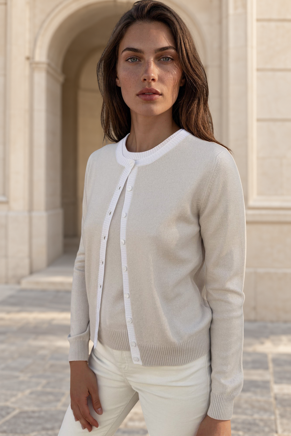 Gilet Adam col rond en laine & cachemire - Pierre-PULL FEMME-Curling-Paris