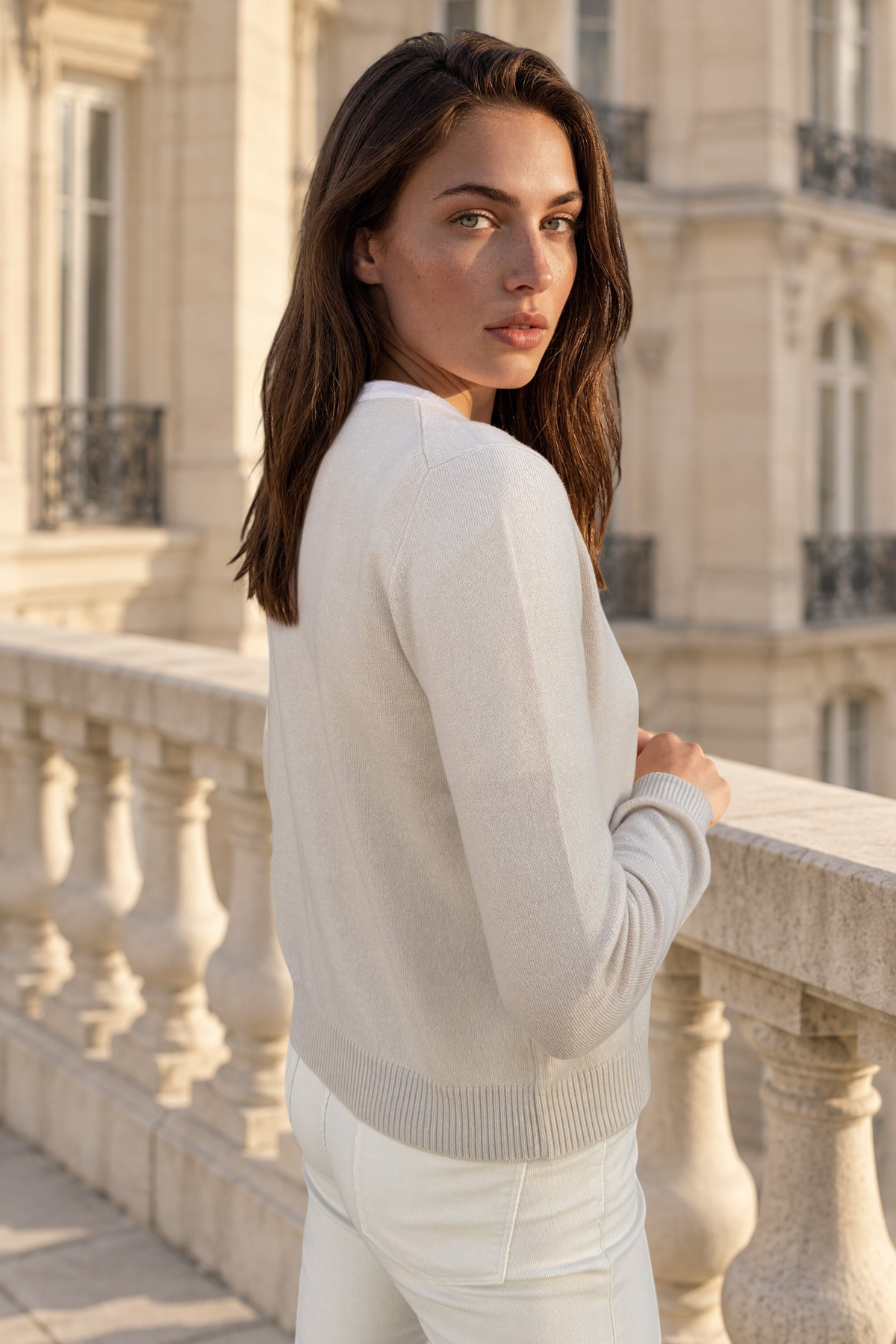 Gilet Adam col rond en laine & cachemire - Pierre-PULL FEMME-Curling-Paris