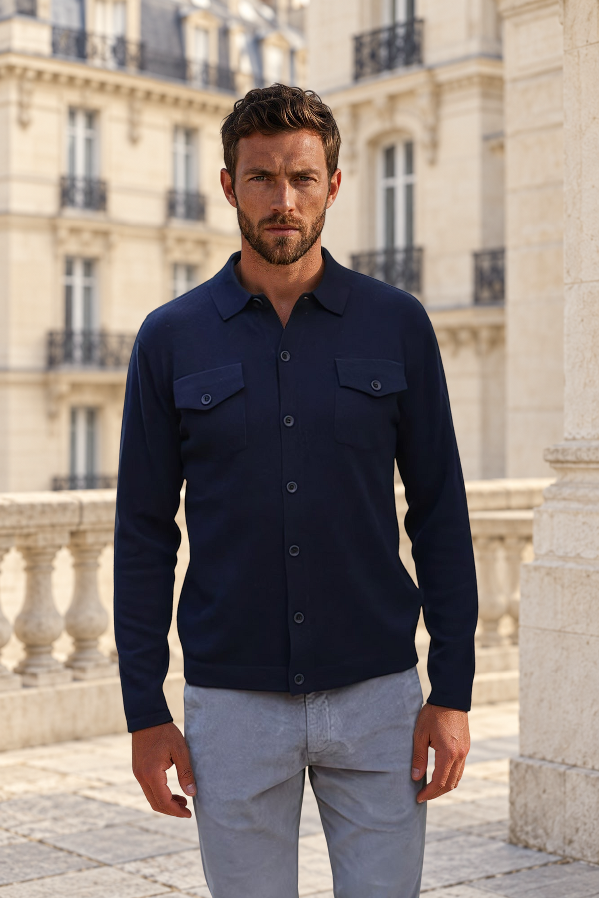 Gilet Franco en laine et cachemire - Marine-PULL HOMME-Curling-Paris