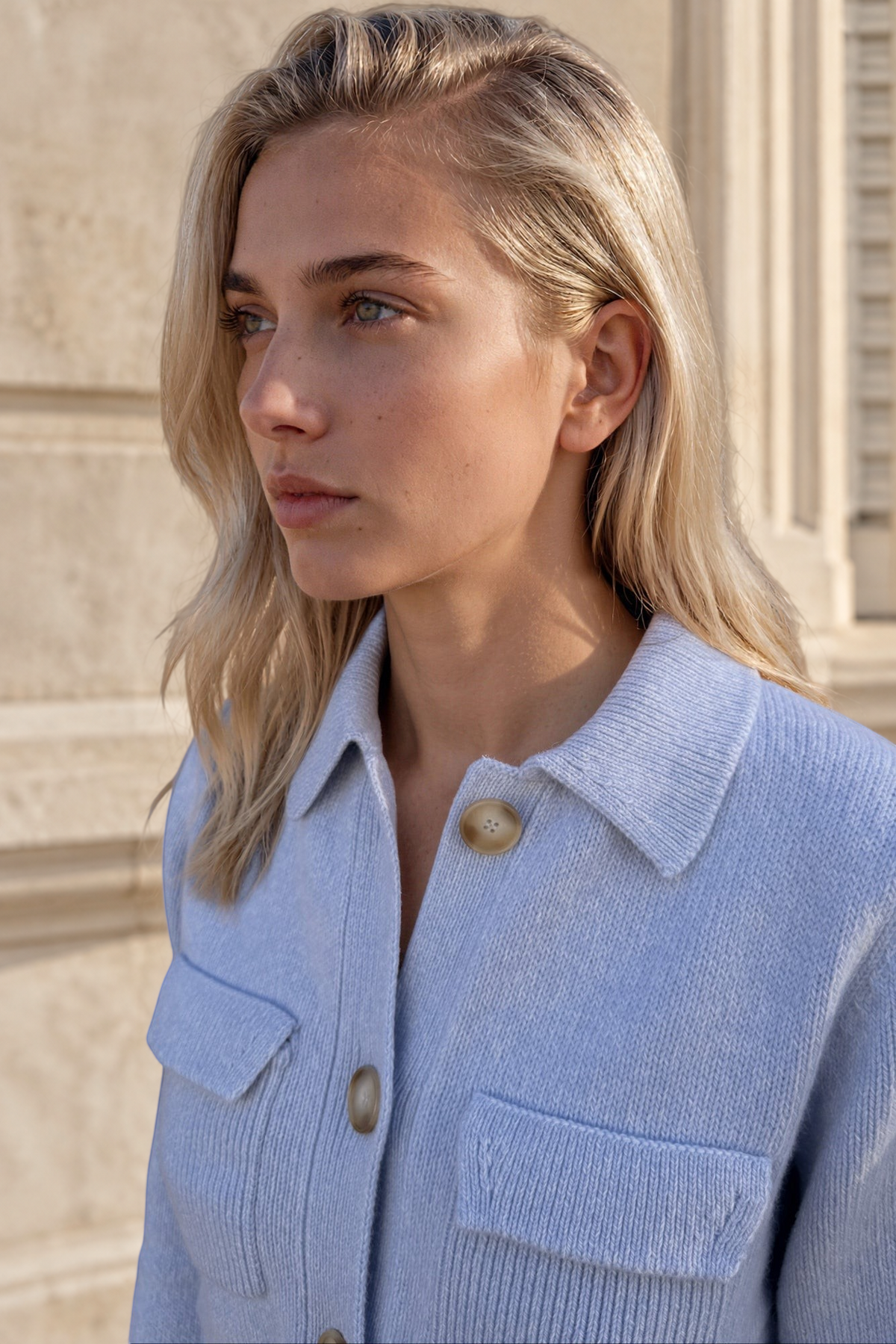 Gilet Jill en laine & cachemire mouliné - Ciel-PULL FEMME-Curling-Paris
