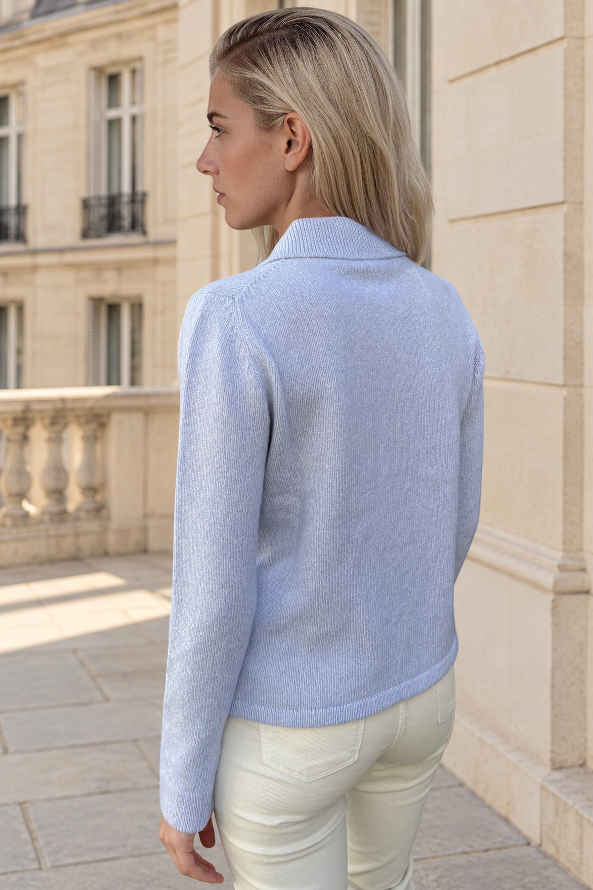 Gilet Jill en laine & cachemire mouliné - Ciel-PULL FEMME-Curling-Paris