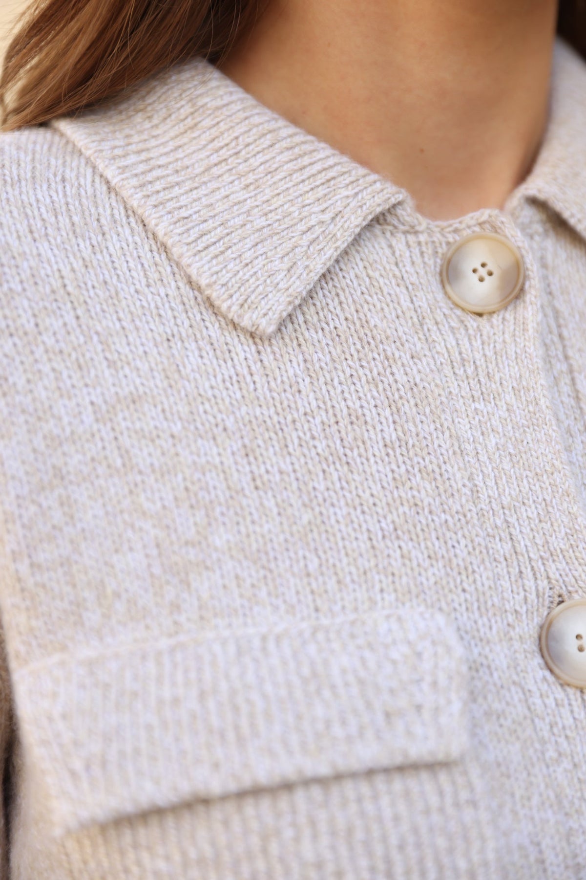 Gilet Jill en laine & cachemire mouliné - Beige