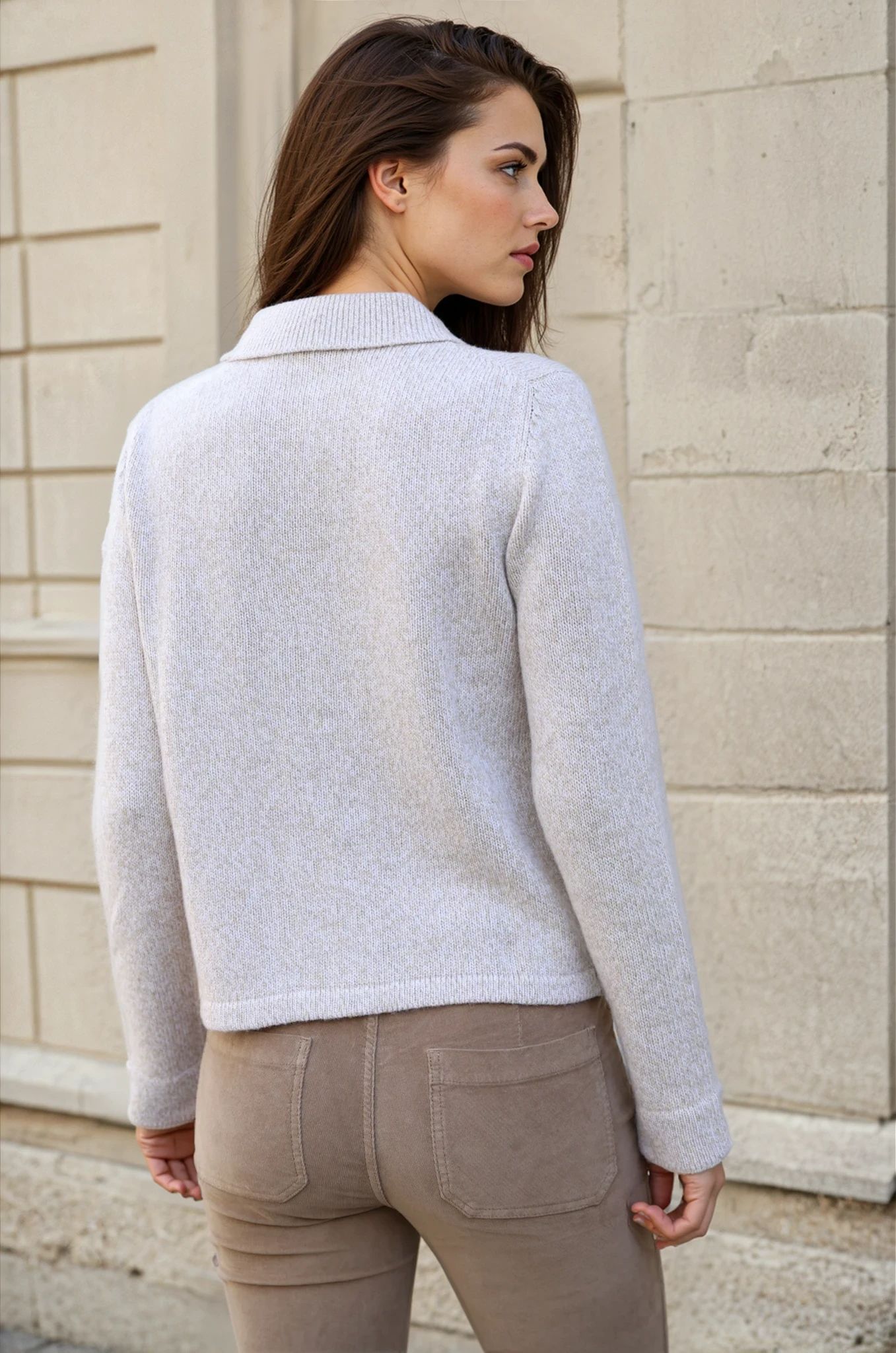 Gilet Jill en laine mérinos et cachemire - Beige-PULL FEMME-Curling-Paris