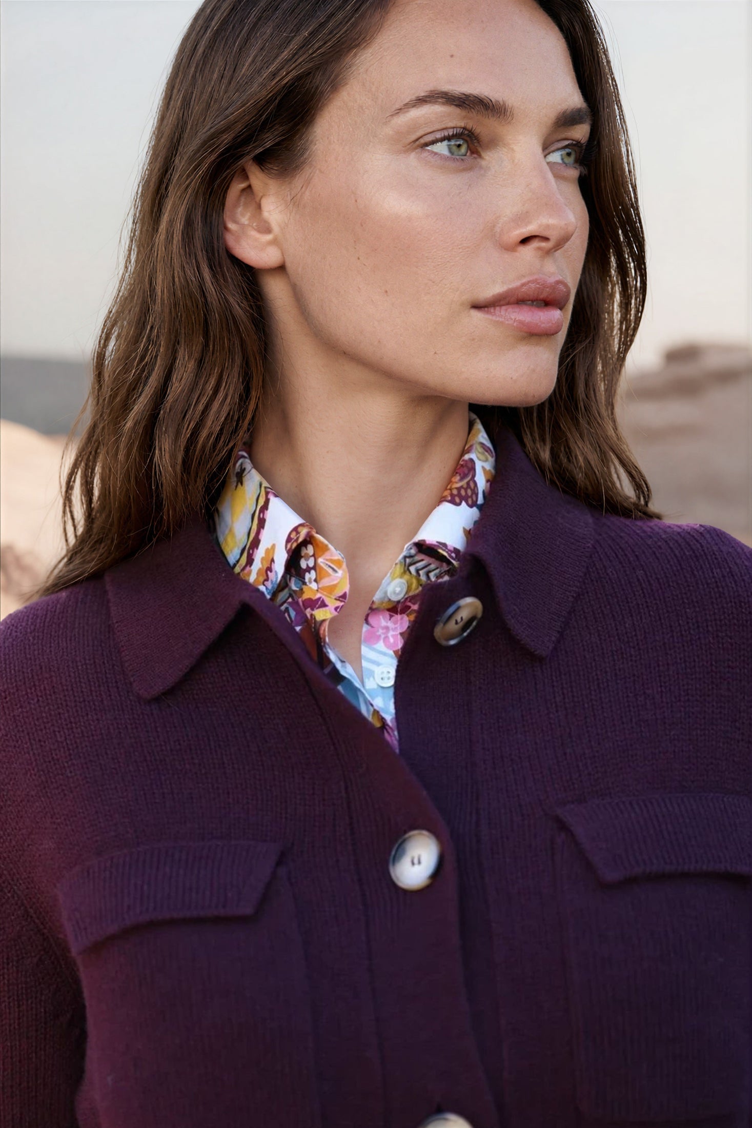 Gilet Jill en laine mérinos et cachemire - Bordeaux-PULL FEMME-Curling-Paris