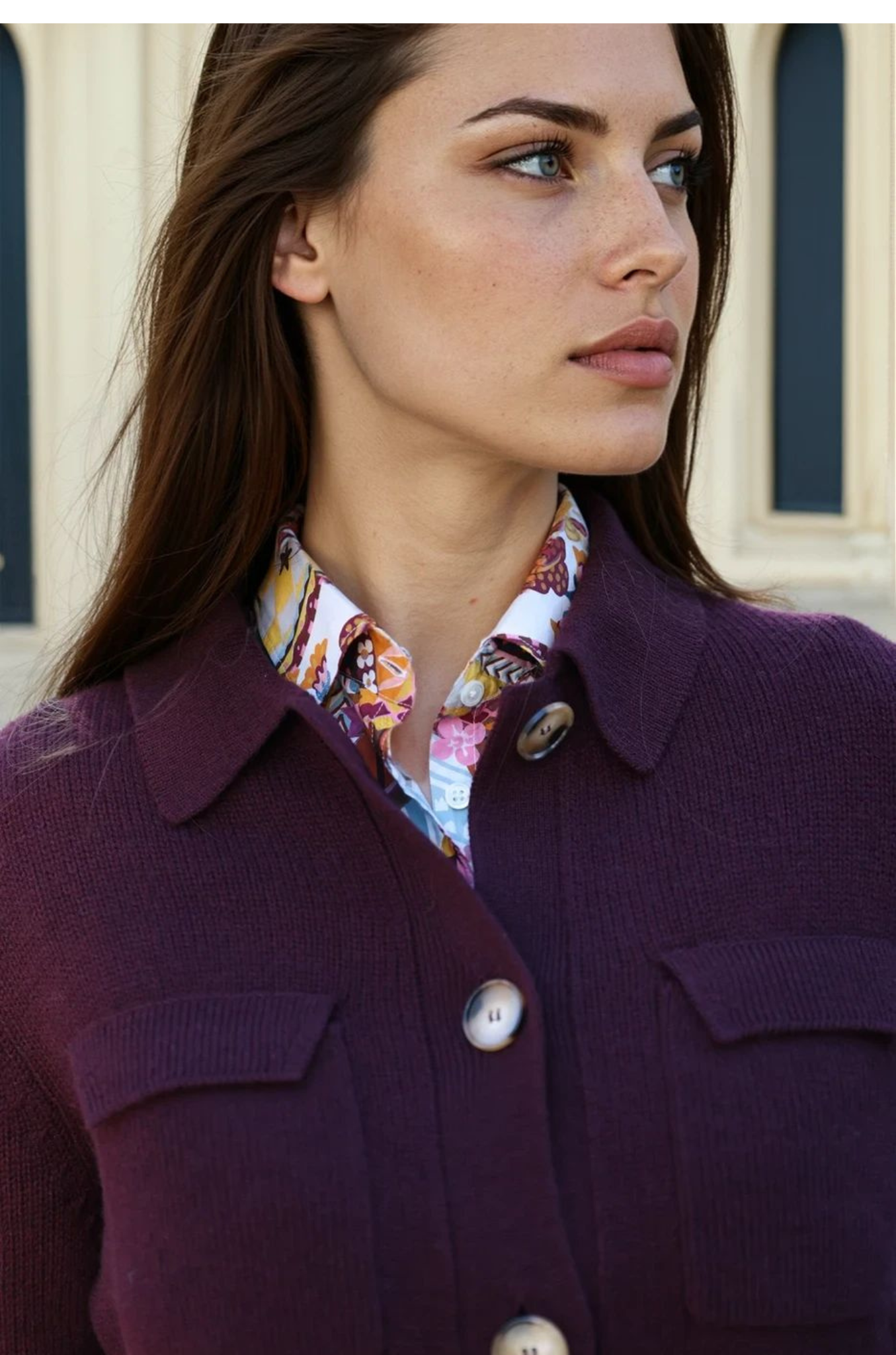 Gilet Jill en laine mérinos et cachemire - Bordeaux-PULL FEMME-Curling-Paris