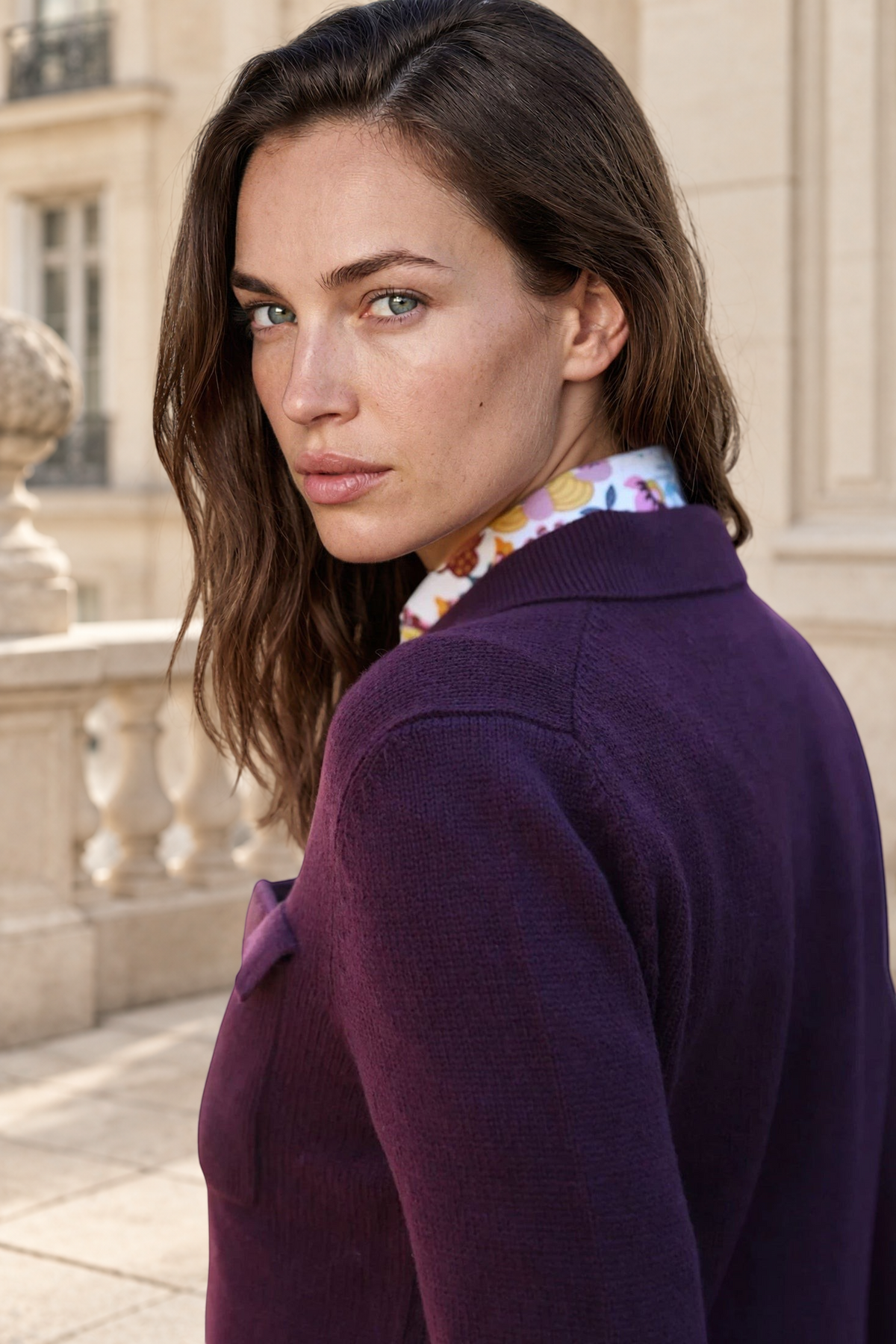 Gilet Jill en laine mérinos et cachemire - Bordeaux-PULL FEMME-Curling-Paris