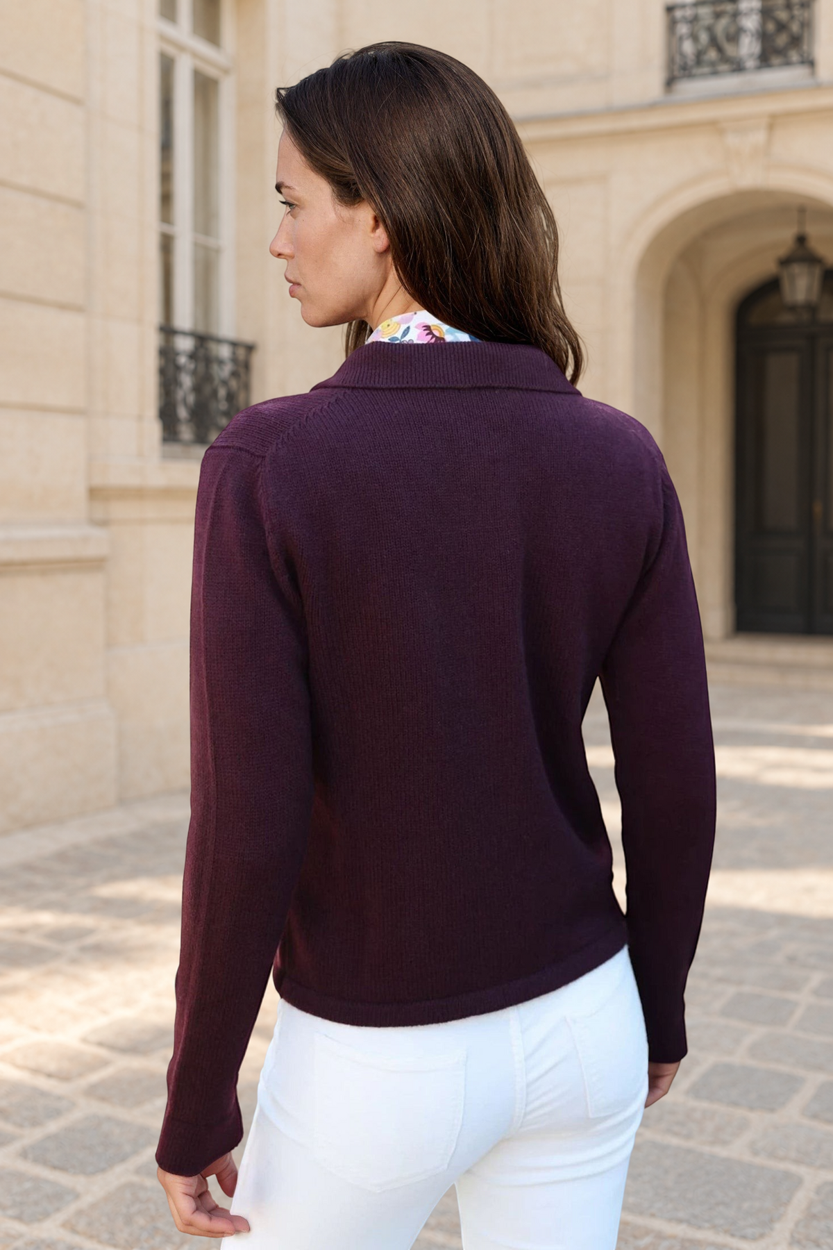 Gilet Jill en laine mérinos et cachemire - Bordeaux-PULL FEMME-Curling-Paris