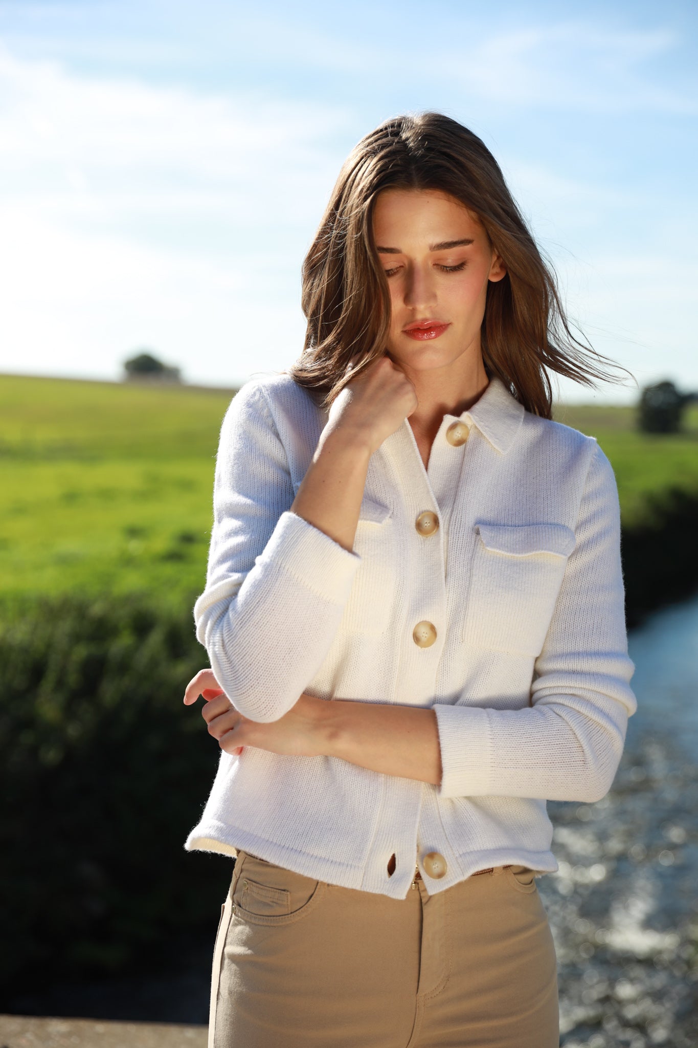 Gilet Jill en laine mérinos et cachemire - Écru-PULL FEMME-Curling-Paris