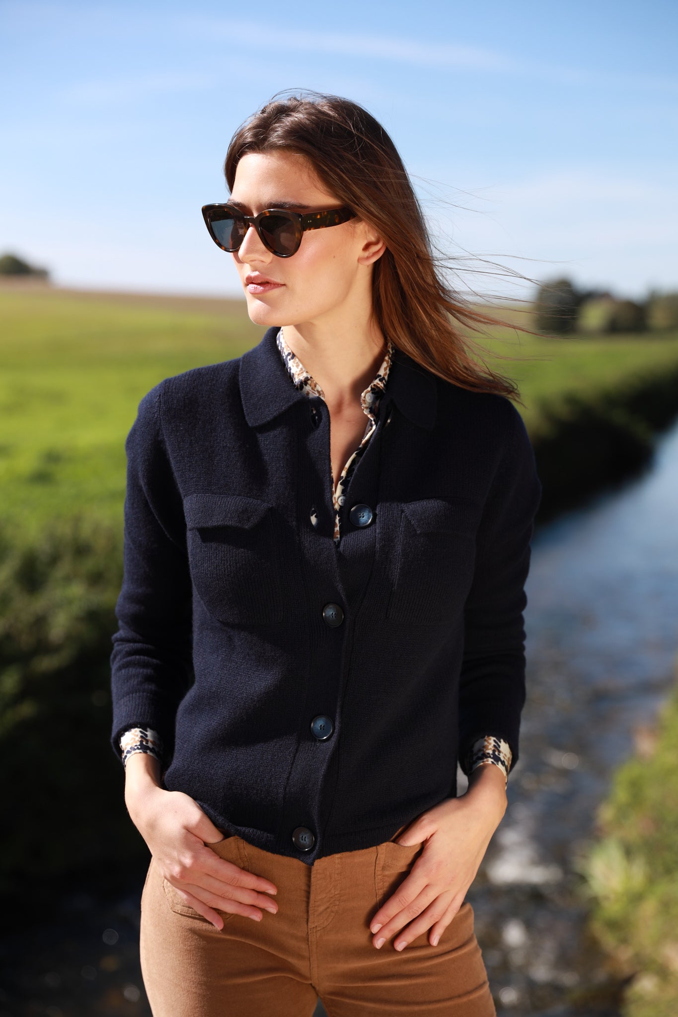 Gilet Jill en laine mérinos et cachemire - Marine-PULL FEMME-Curling-Paris