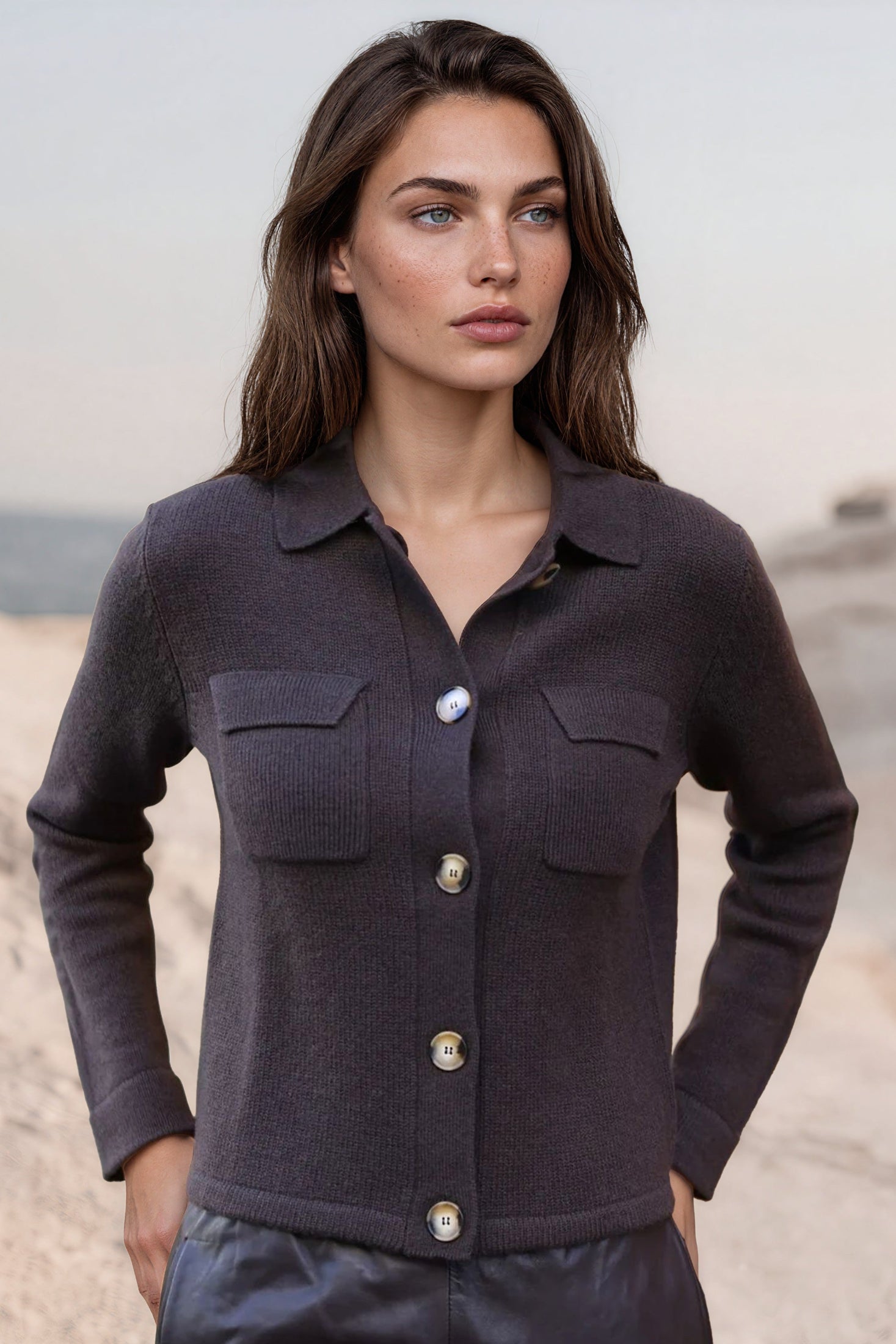 Gilet Jill en laine mérinos et cachemire - Marron-PULL FEMME-Curling-Paris